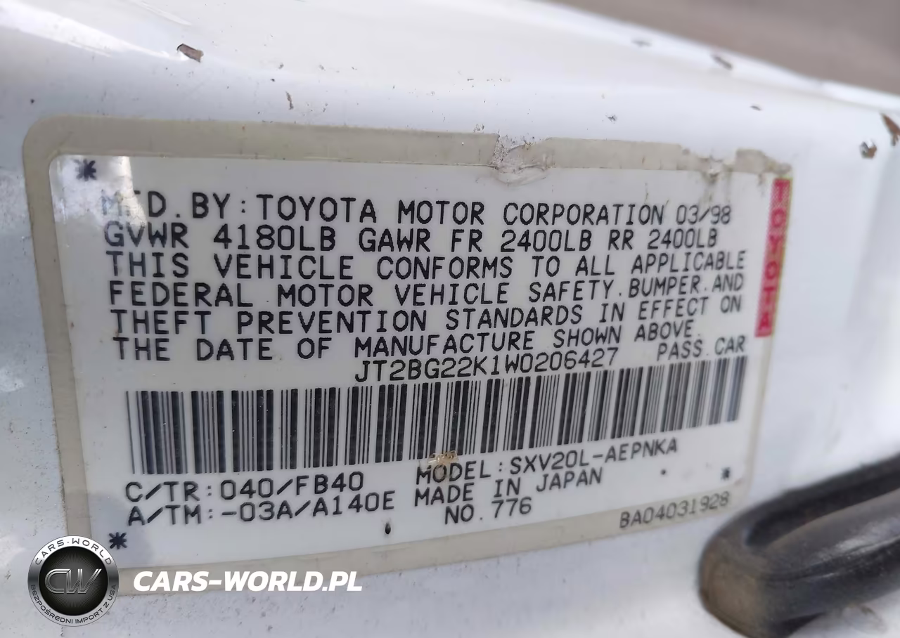 1998 Toyota Camry Le VIN:JT2BG22K1W0206427 - 9
