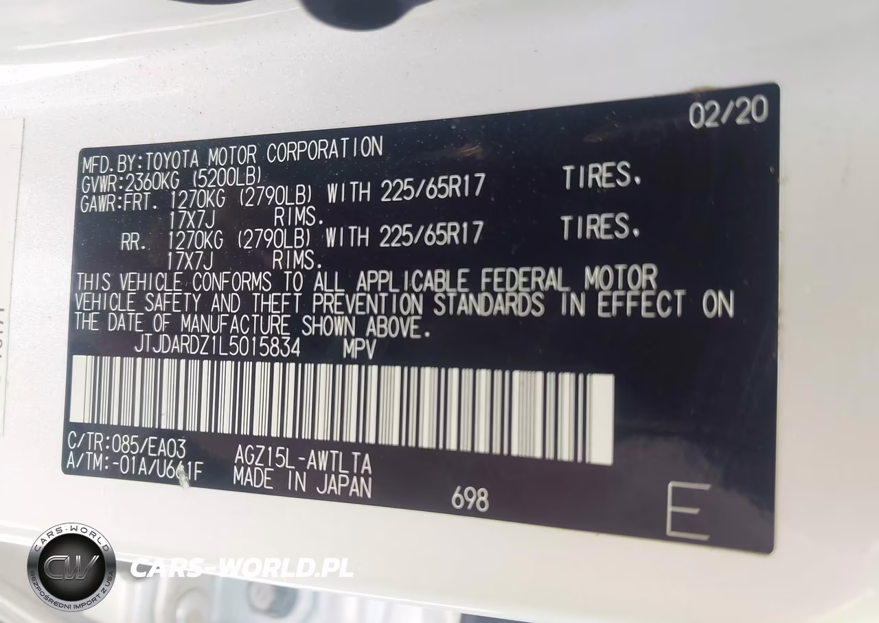 2020 Lexus Nx 300 VIN:JTJDARDZ1L5015834 - 9