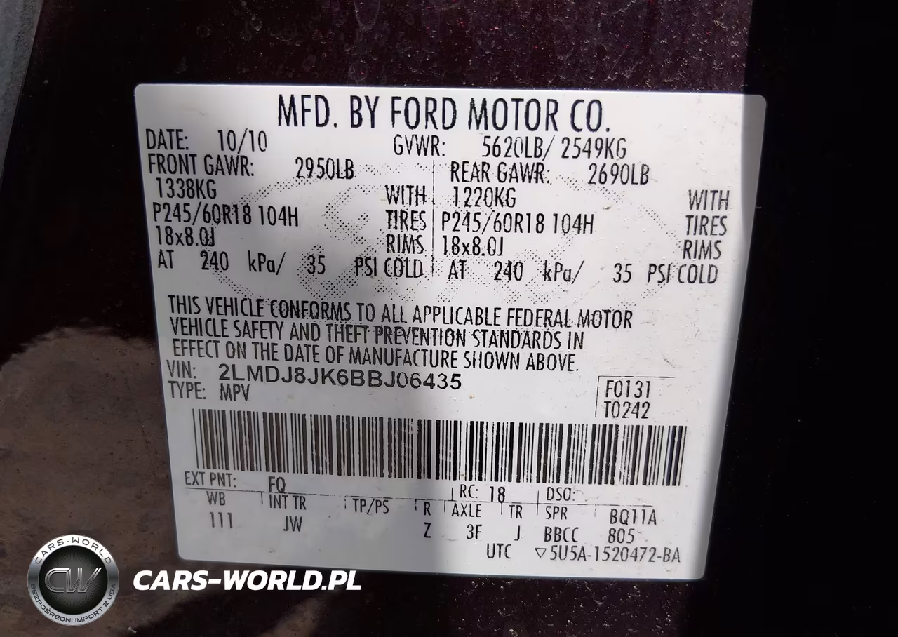 2011 Lincoln Mkx VIN:2LMDJ8JK6BBJ06435 - 9