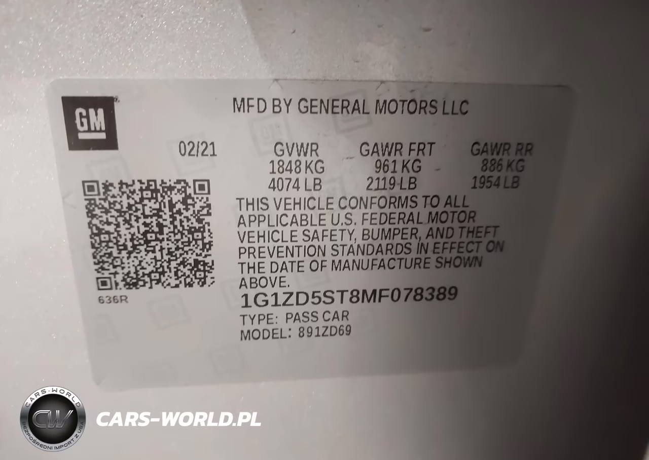 2021 Chevrolet Malibu Fwd Lt VIN:1G1ZD5ST8MF078389 - 9