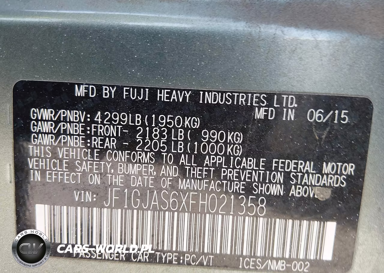 2015 Subaru Impreza 2.0I Limited VIN:JF1GJAS6XFH021358 - 9