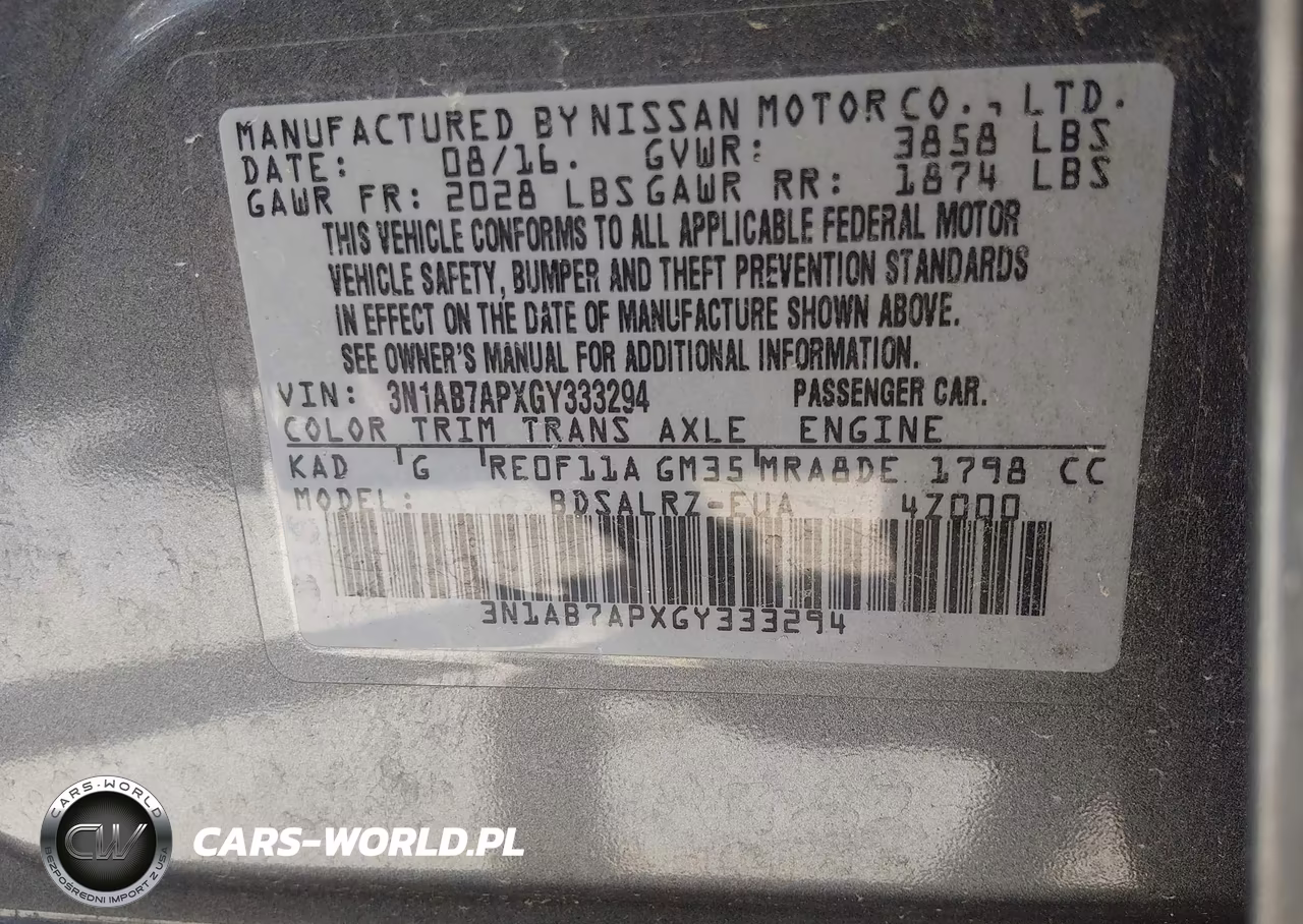 2016 Nissan Sentra Sr VIN:3N1AB7APXGY333294 - 9
