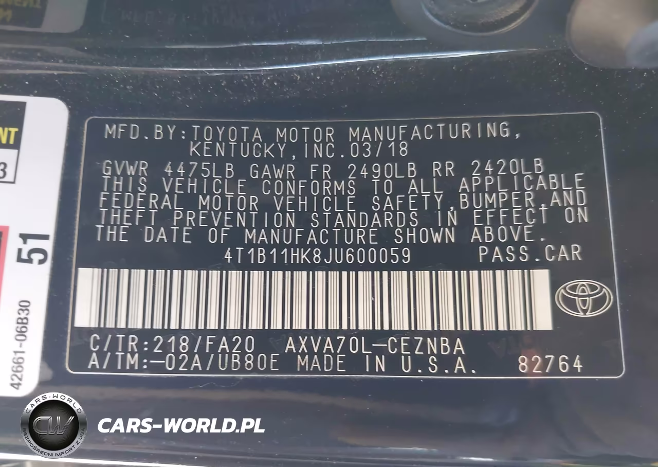 2018 Toyota Camry Le VIN:4T1B11HK8JU600059 - 9