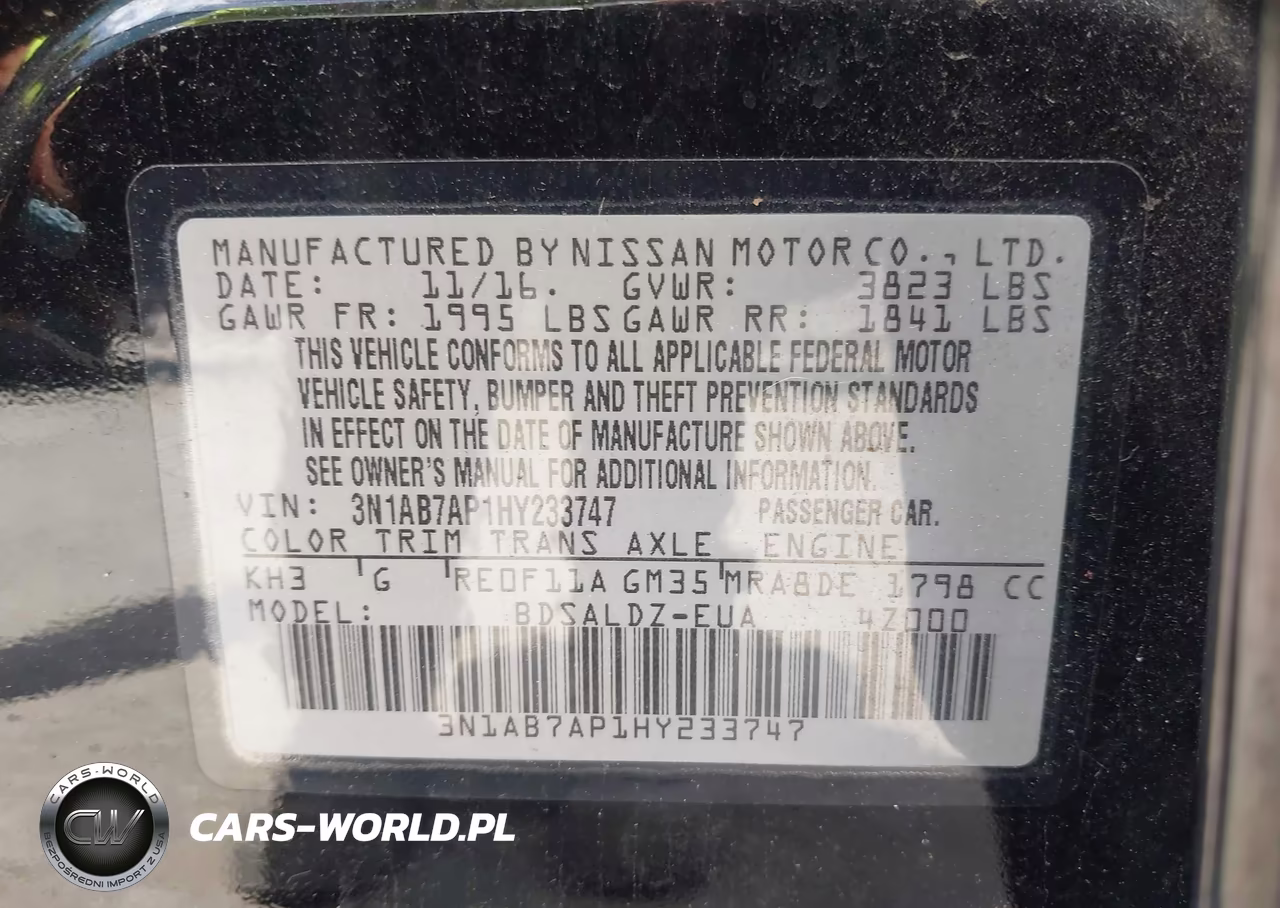 2017 Nissan Sentra Sv VIN:3N1AB7AP1HY233747 - 9