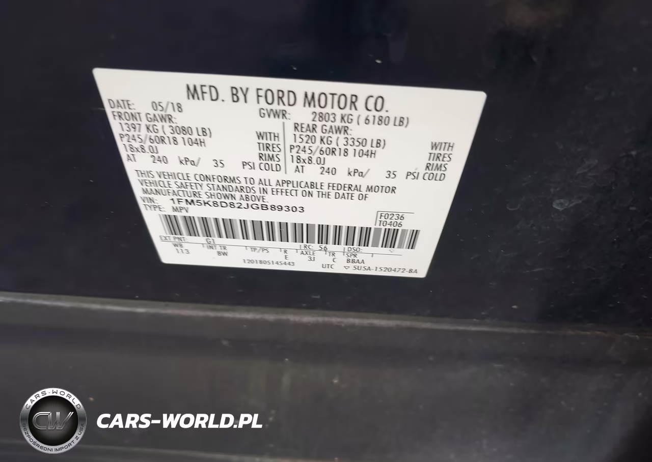 2018 Ford Explorer Xlt VIN:1FM5K8D82JGB89303 - 9