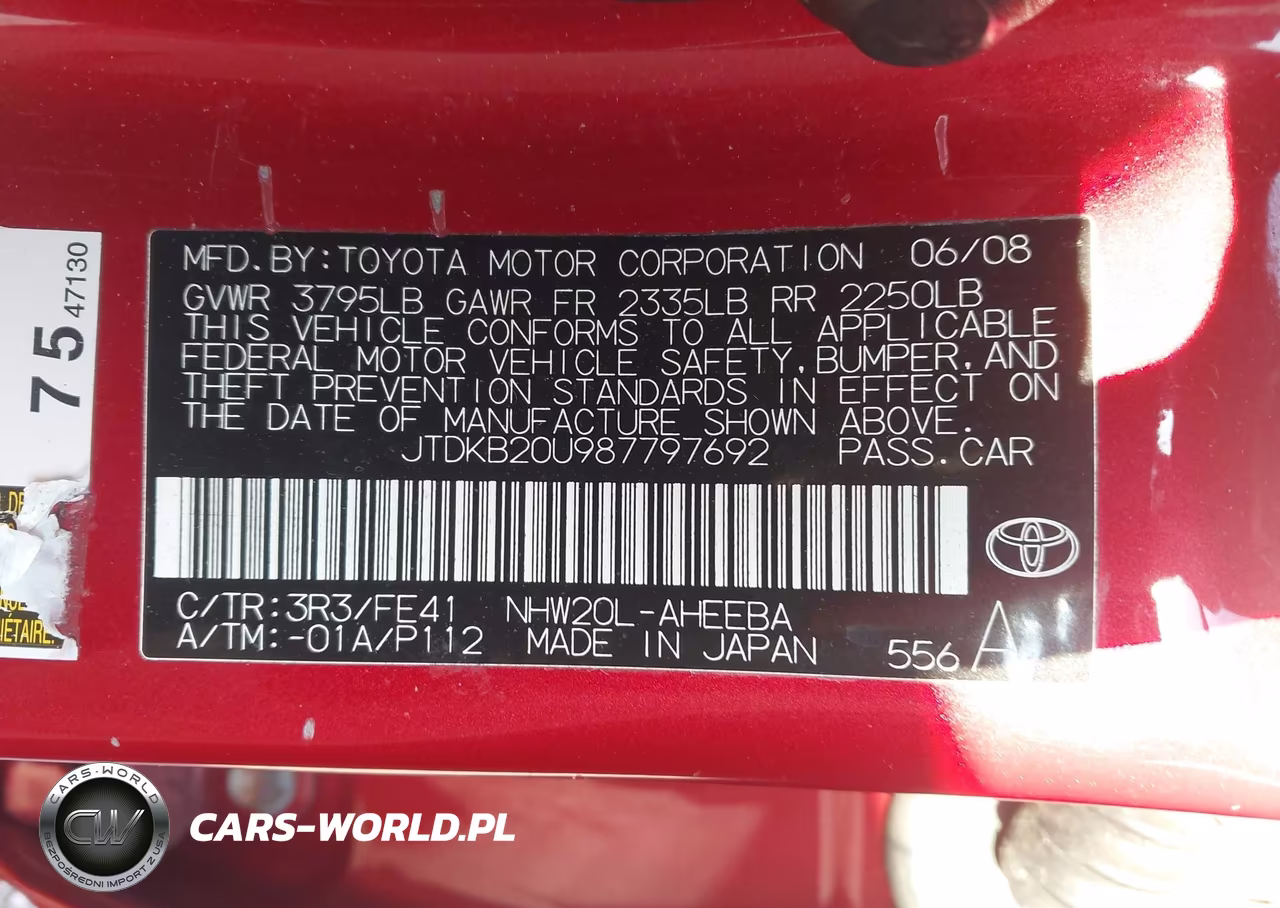 2008 Toyota Prius VIN:JTDKB20U987797692 - 9