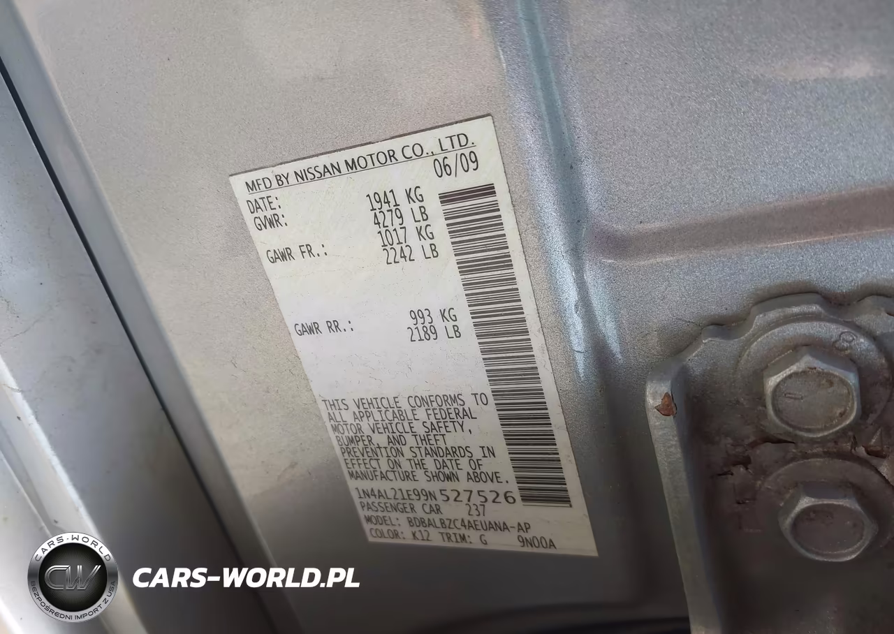2009 Nissan Altima 2.5 S VIN:1N4AL21E99N527526 - 9