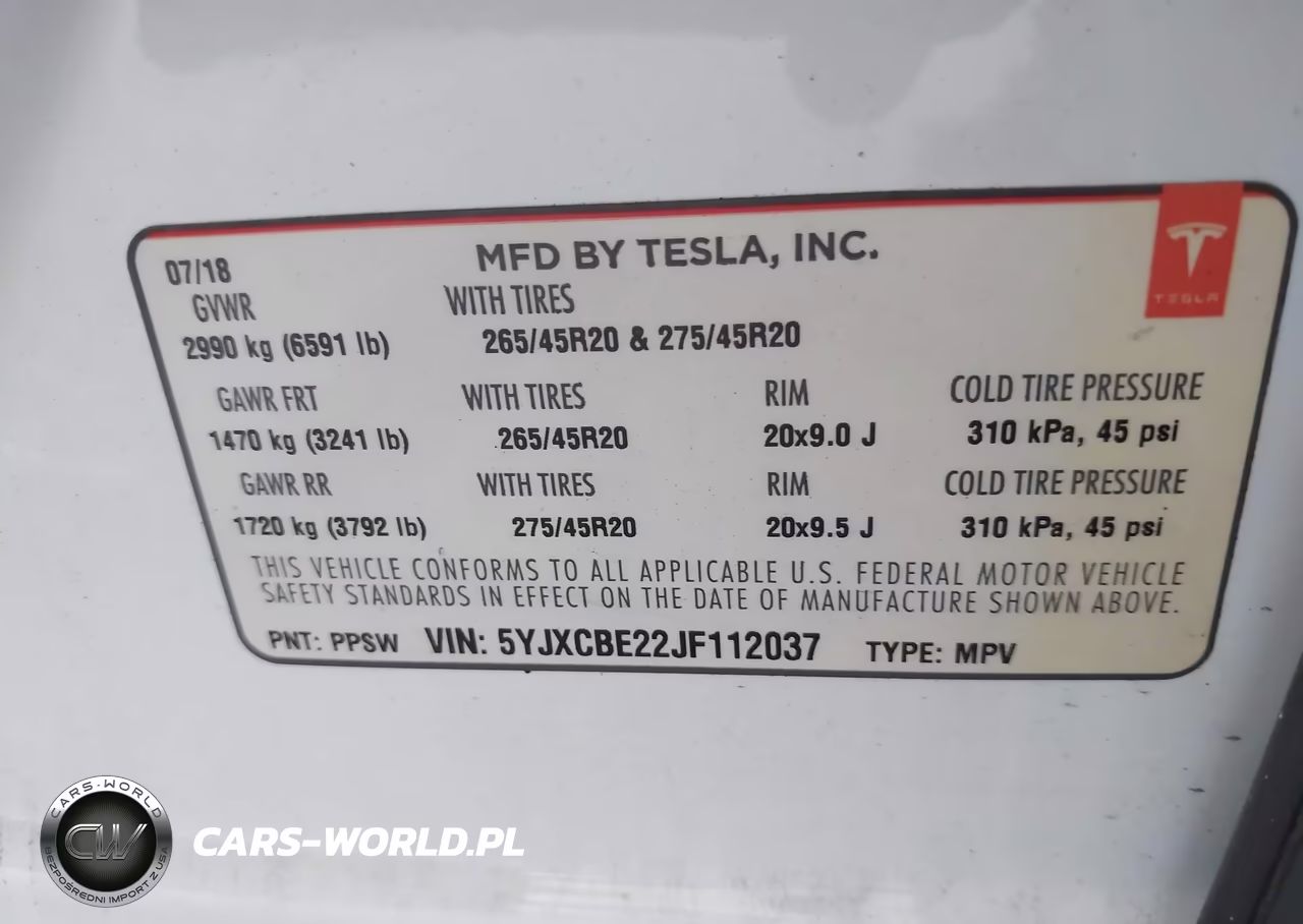 2018 Tesla Model X 100D-75D-P100D VIN:5YJXCBE22JF112037 - 9