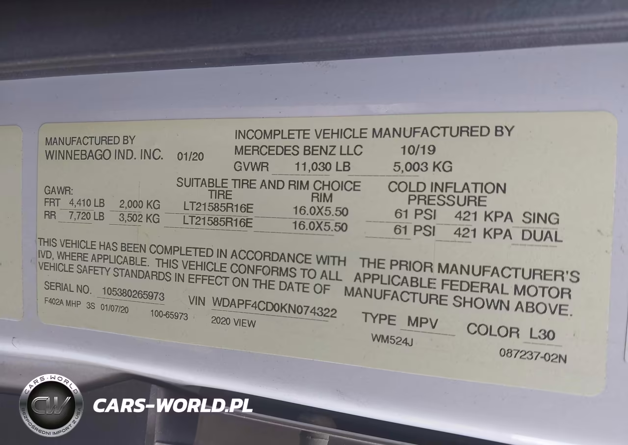 2019 Mercedes-Benz Sprinter 3500Xd High Roof V6 VIN:WDAPF4CD0KN074322 - 9