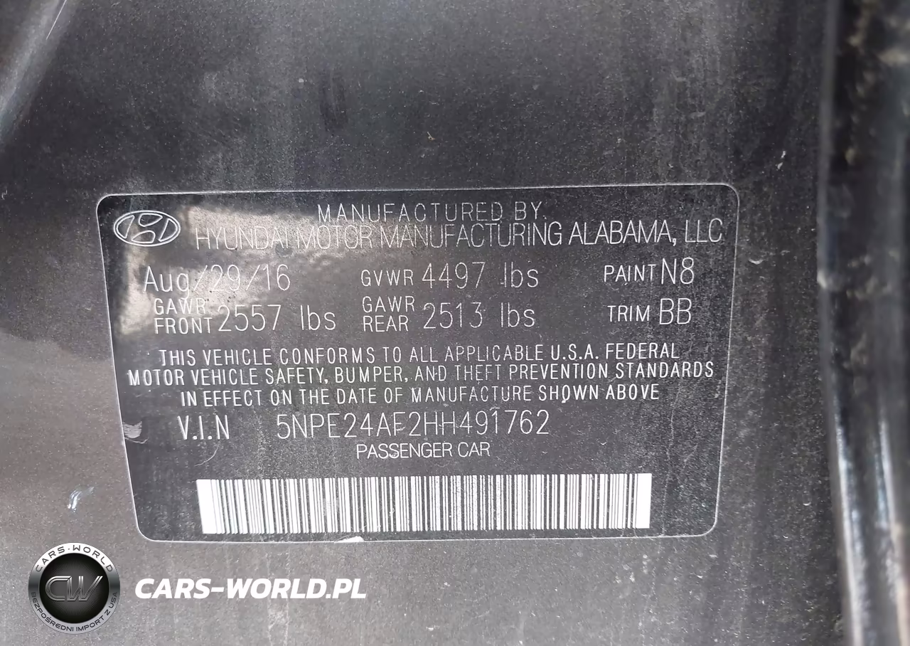 2017 Hyundai Sonata VIN:5NPE24AF2HH491762 - 9