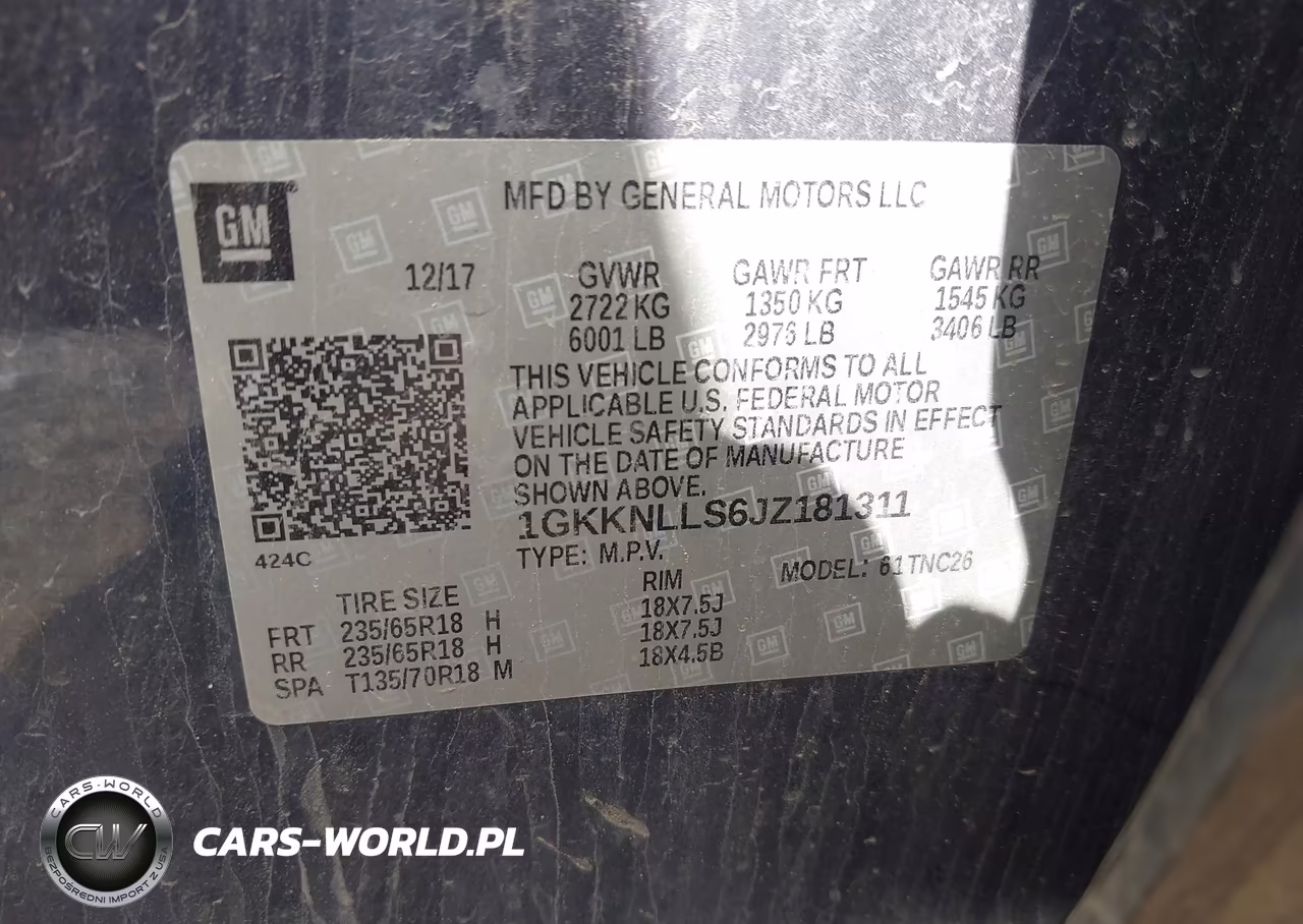 2018 GMC Acadia Sle-2 VIN:1GKKNLLS6JZ181311 - 9