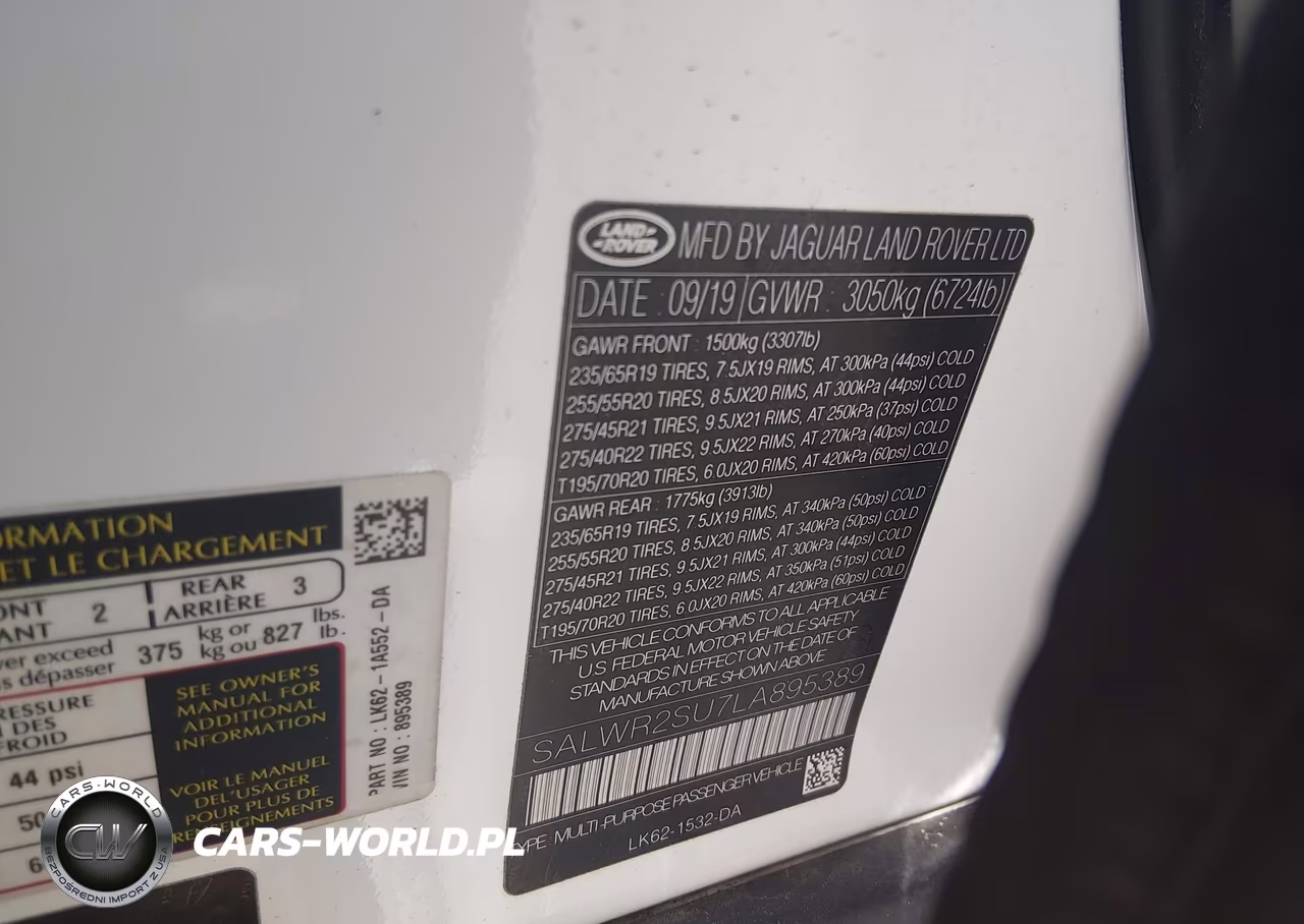2020 Land Rover Range Rover Sport Hse Mhev VIN:SALWR2SU7LA895389 - 9