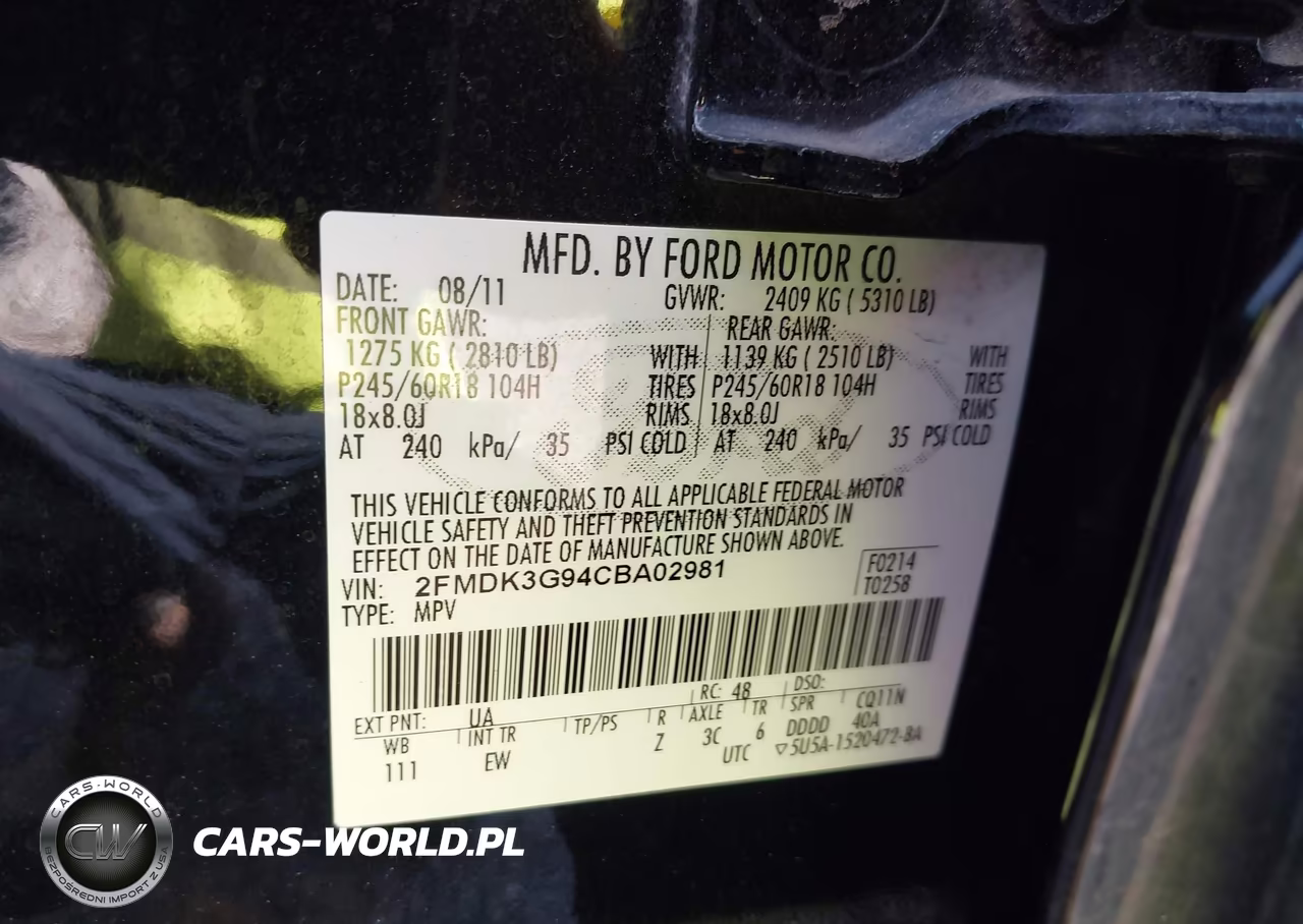 2012 Ford Edge Se VIN:2FMDK3G94CBA02981 - 9
