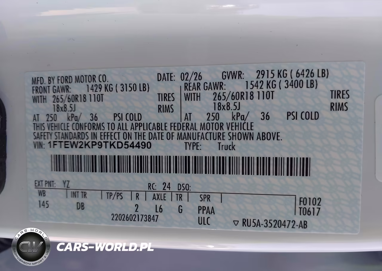 2026 Ford F-150 Stx VIN:1FTEW2KP9TKD54490 - 9