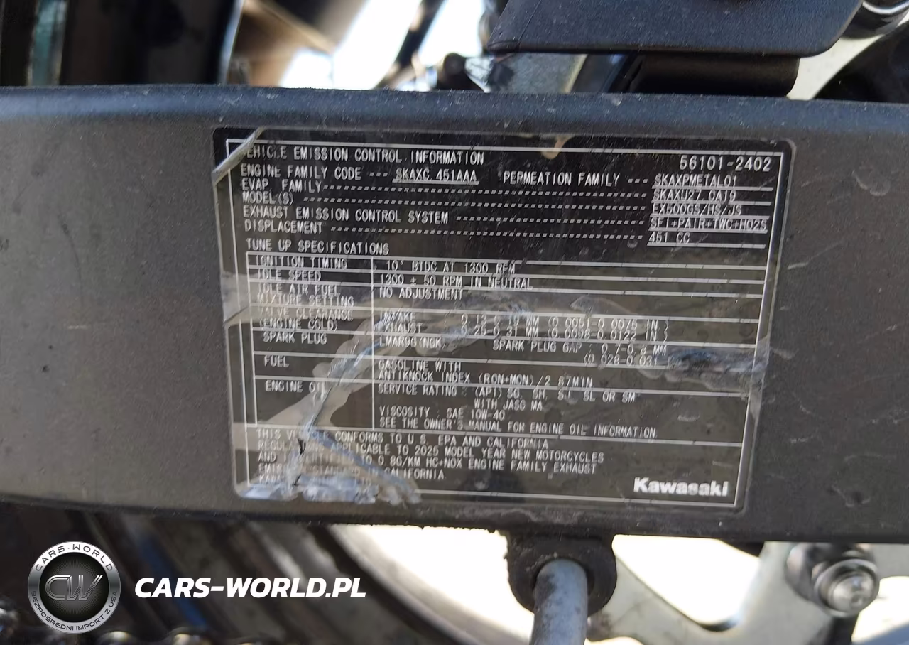 2025 Kawasaki Ex500 A-B VIN:ML5EXGJ16SDA49553 - 10