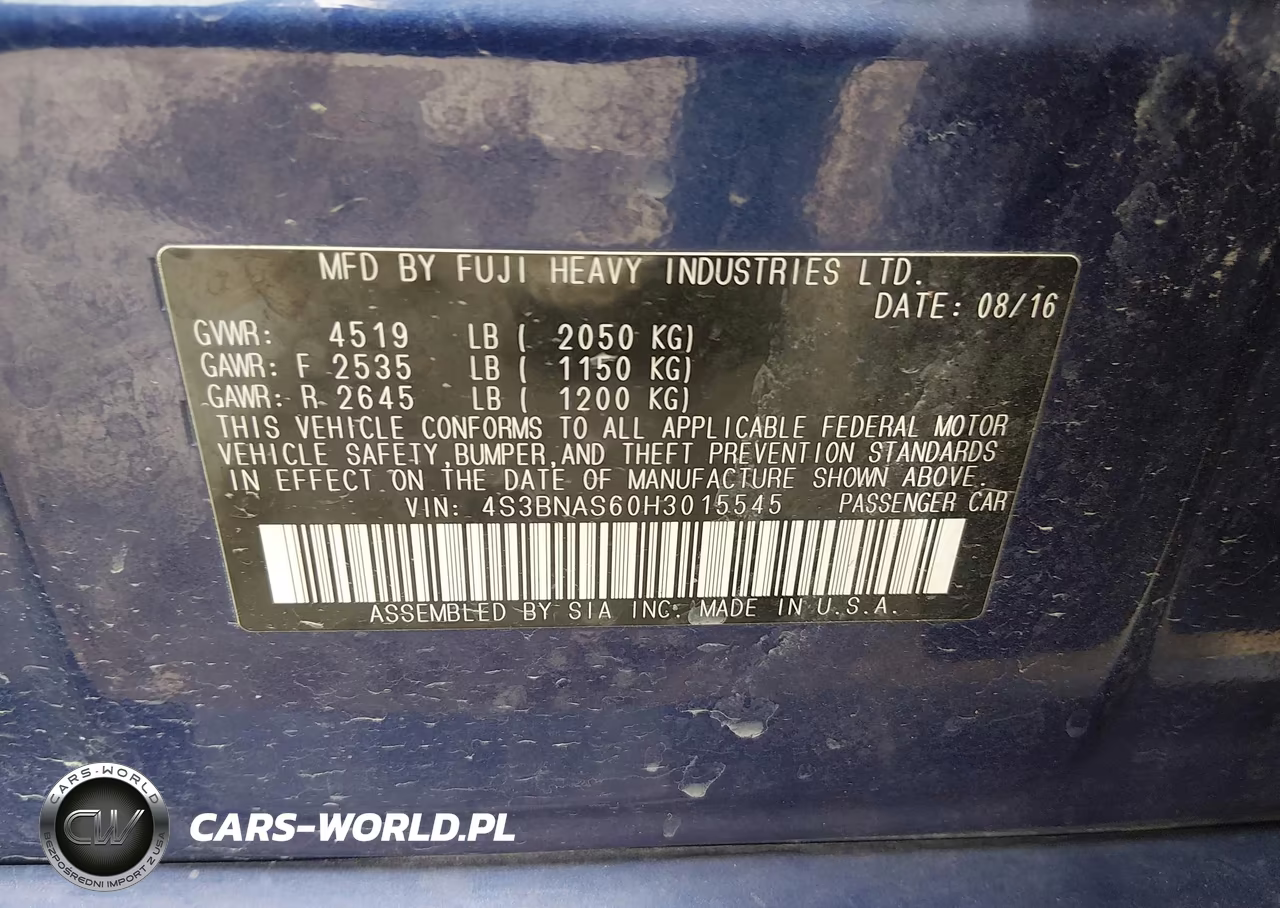 2017 Subaru Legacy 2.5I Sport VIN:4S3BNAS60H3015545 - 9