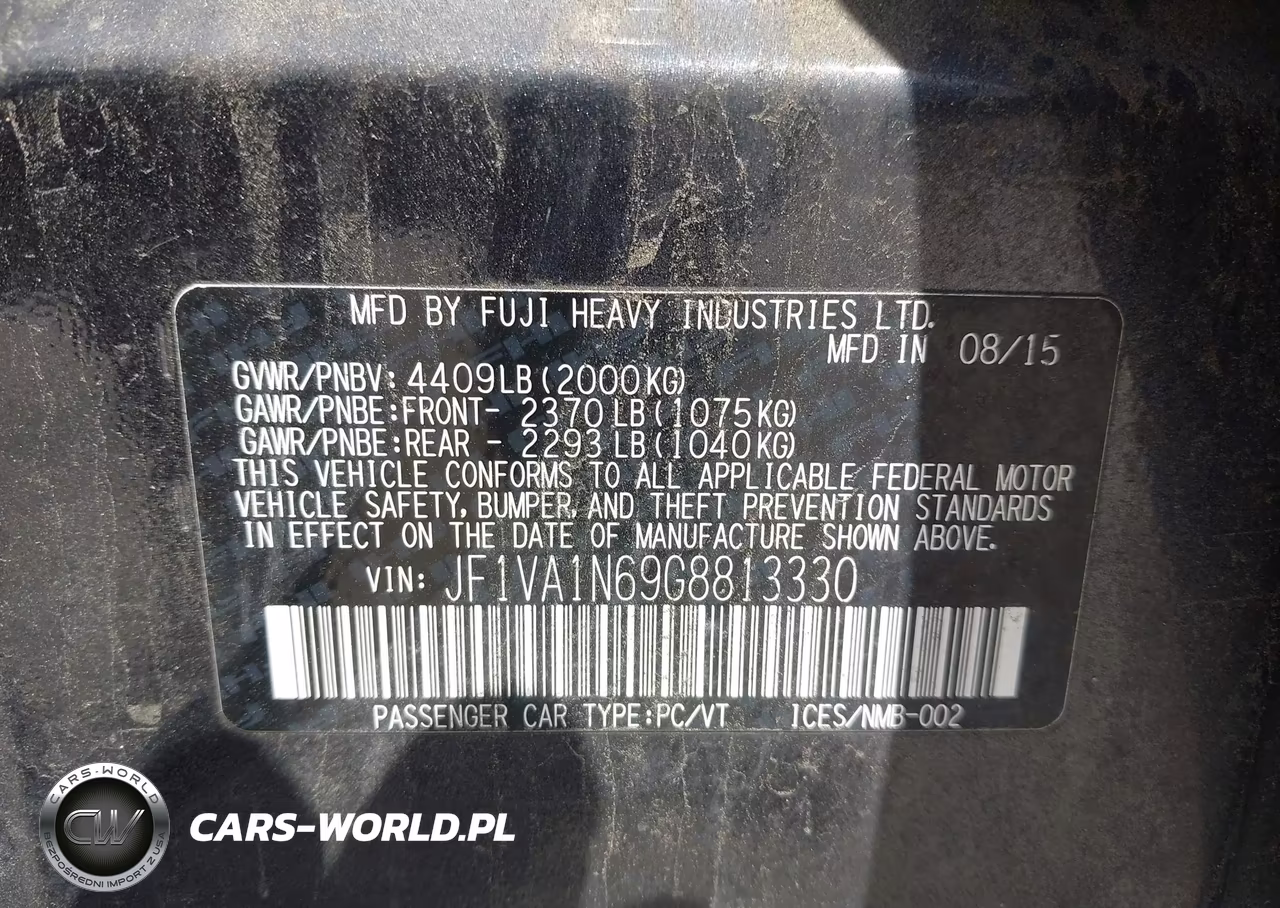 2016 Subaru Wrx Limited VIN:JF1VA1N69G8813330 - 9