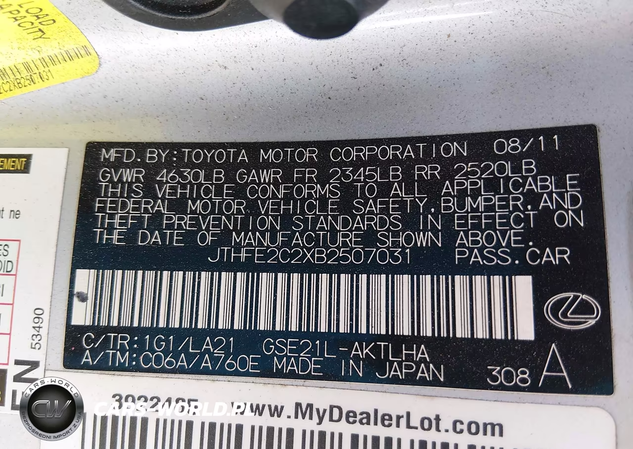 2011 Lexus Is 350C VIN:JTHFE2C2XB2507031 - 9