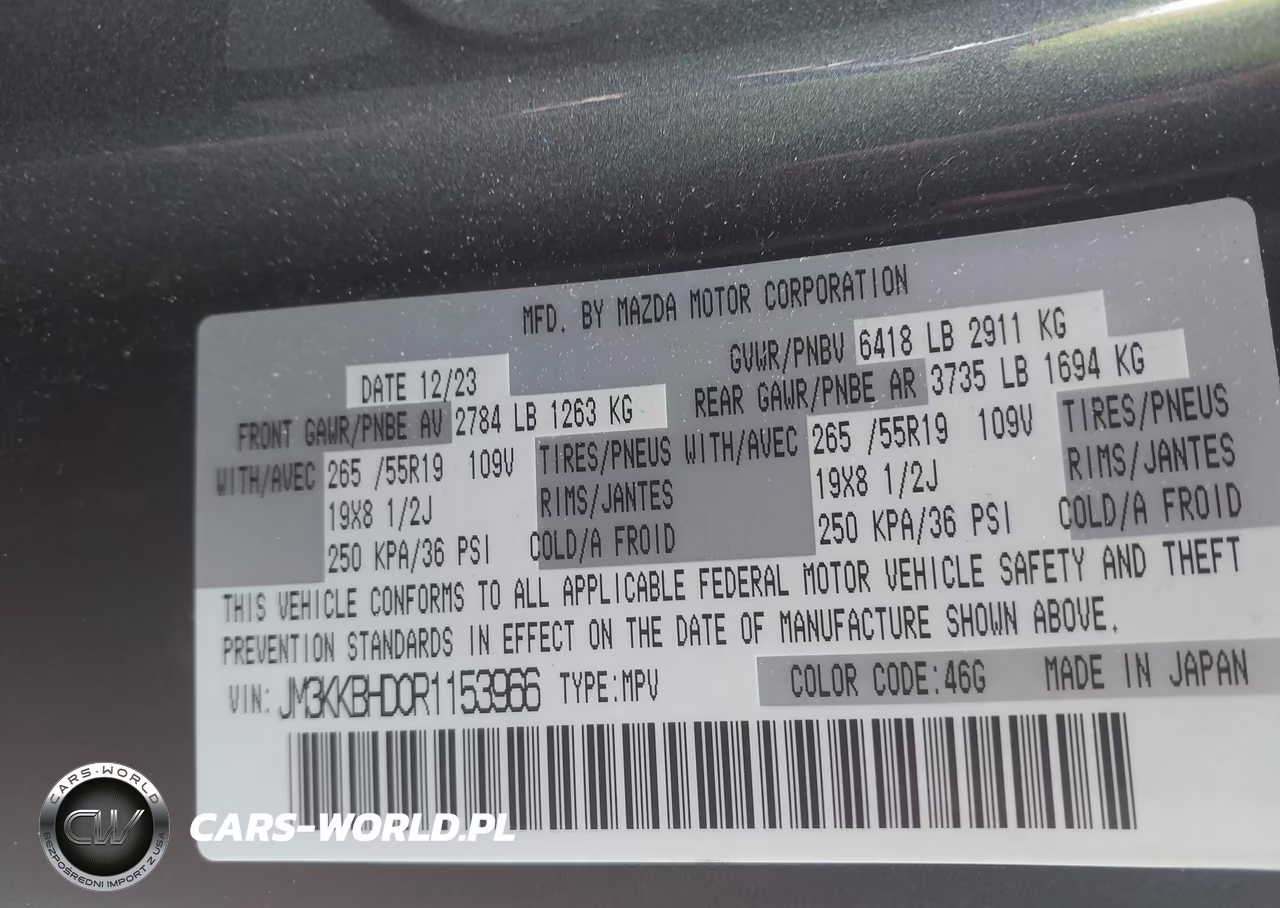 2024 Mazda Cx-90 3.3 Turbo Preferred VIN:JM3KKBHD0R1153966 - 9