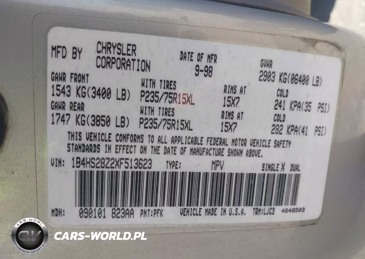 1999 Dodge Durango VIN:1B4HS28Z2XF513623 - 9