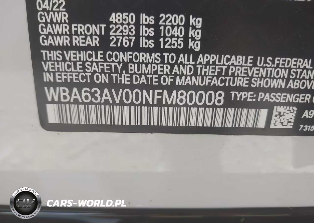 2022 BMW 430I Gran Coupe VIN:WBA63AV00NFM80008 - 9