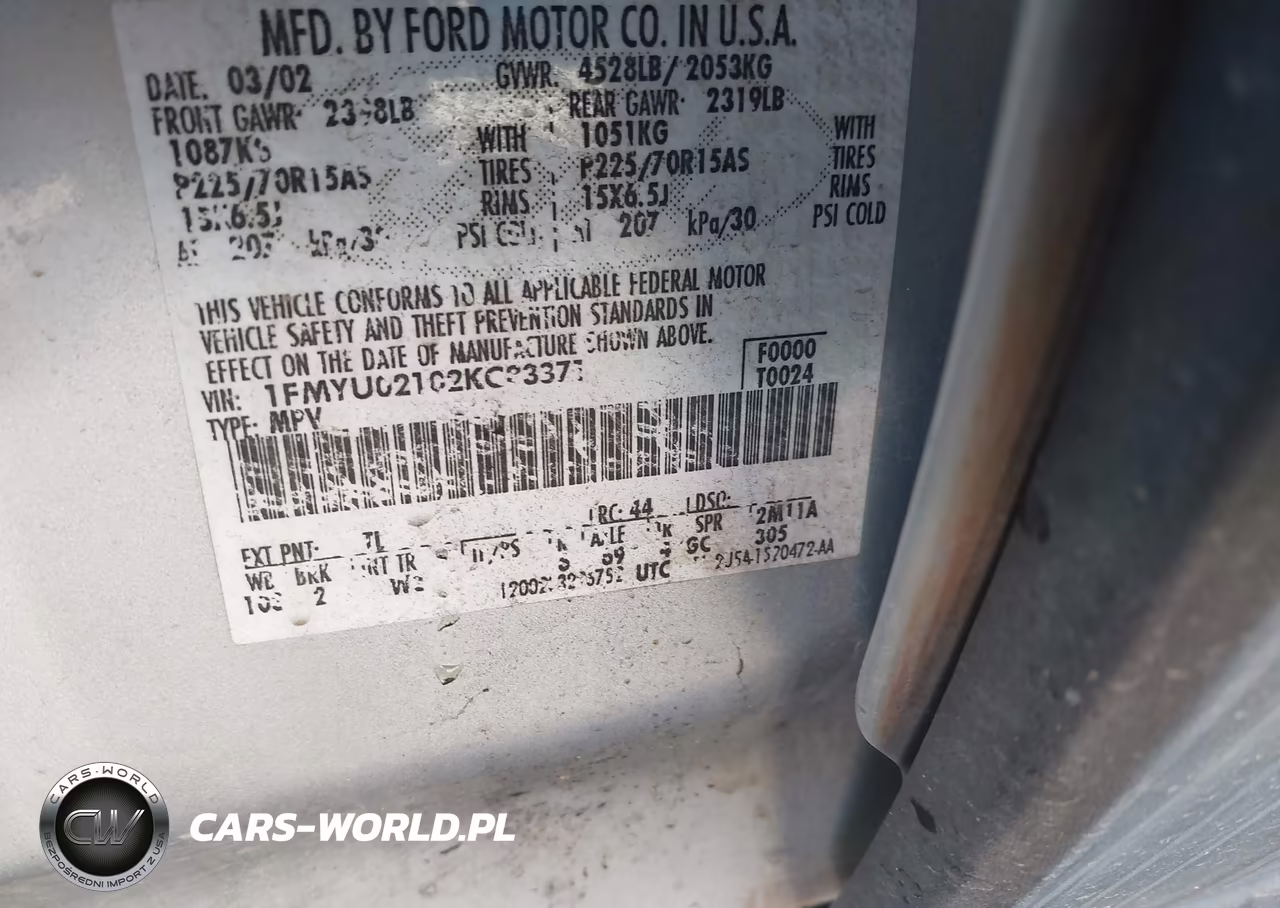 2002 Ford Escape Xls VIN:1FMYU02102KC83371 - 9