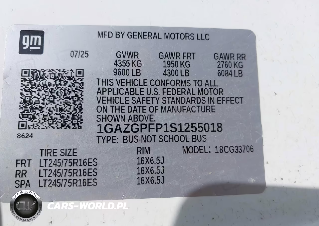 2025 Chevrolet Express Passenger Rwd 3500 Extended Wheelbase Lt VIN:1GAZGPFP1S1255018 - 9