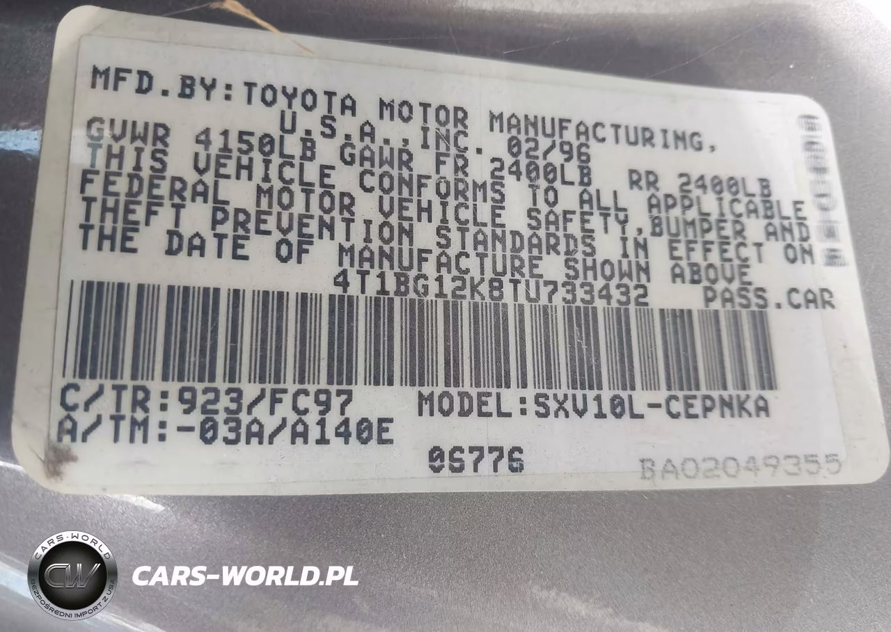 1996 Toyota Camry Dx-Le-Xle VIN:4T1BG12K8TU733432 - 9
