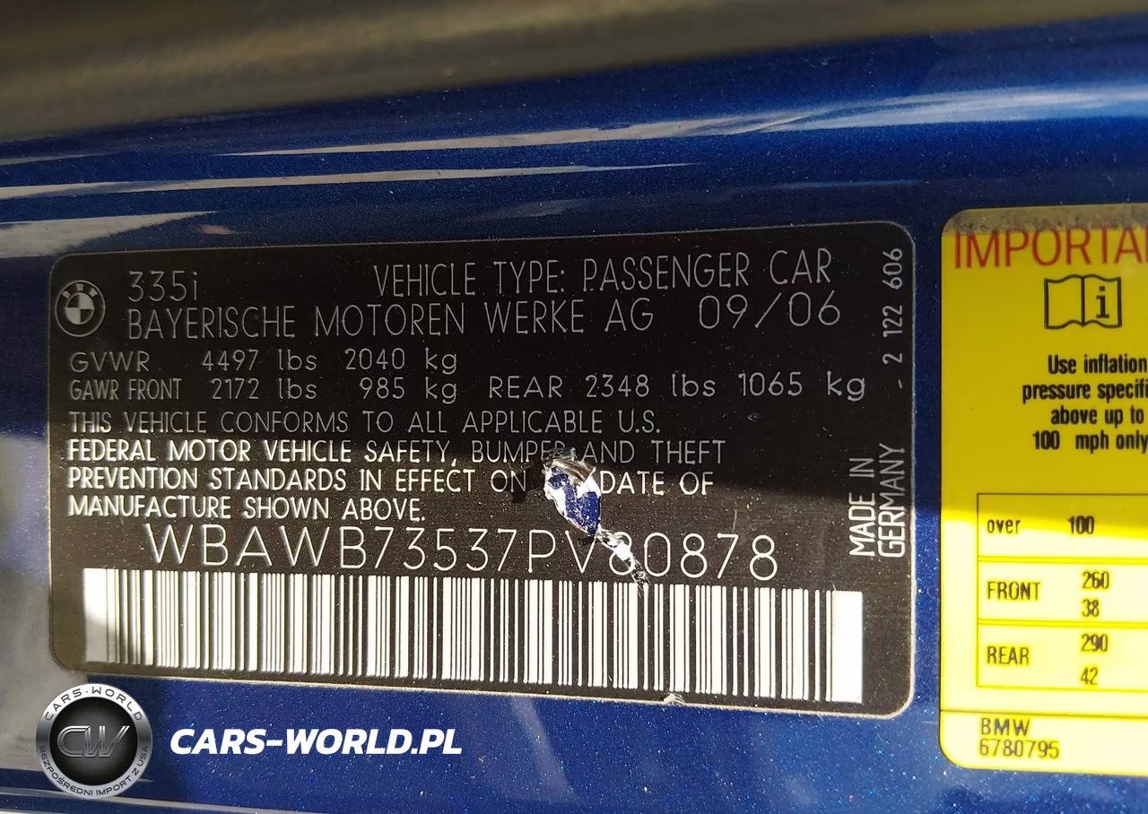 2007 BMW 335I VIN:WBAWB73537PV80878 - 9