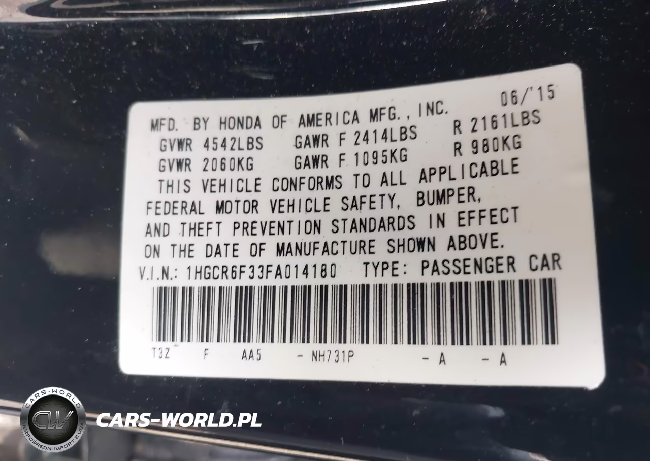 2015 Honda Accord Hybrid VIN:1HGCR6F33FA014180 - 9