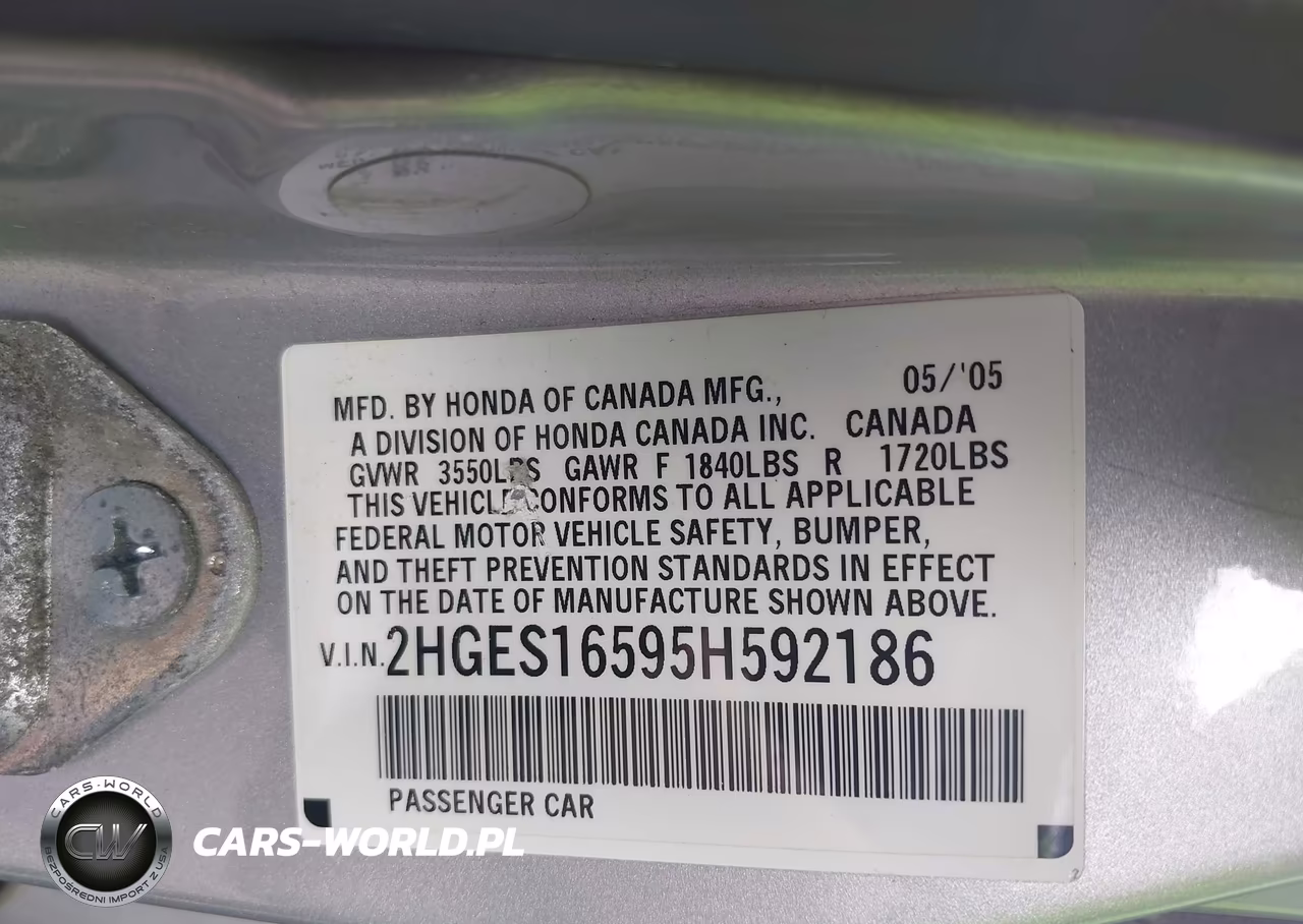 2005 Honda Civic Lx VIN:2HGES16595H592186 - 9