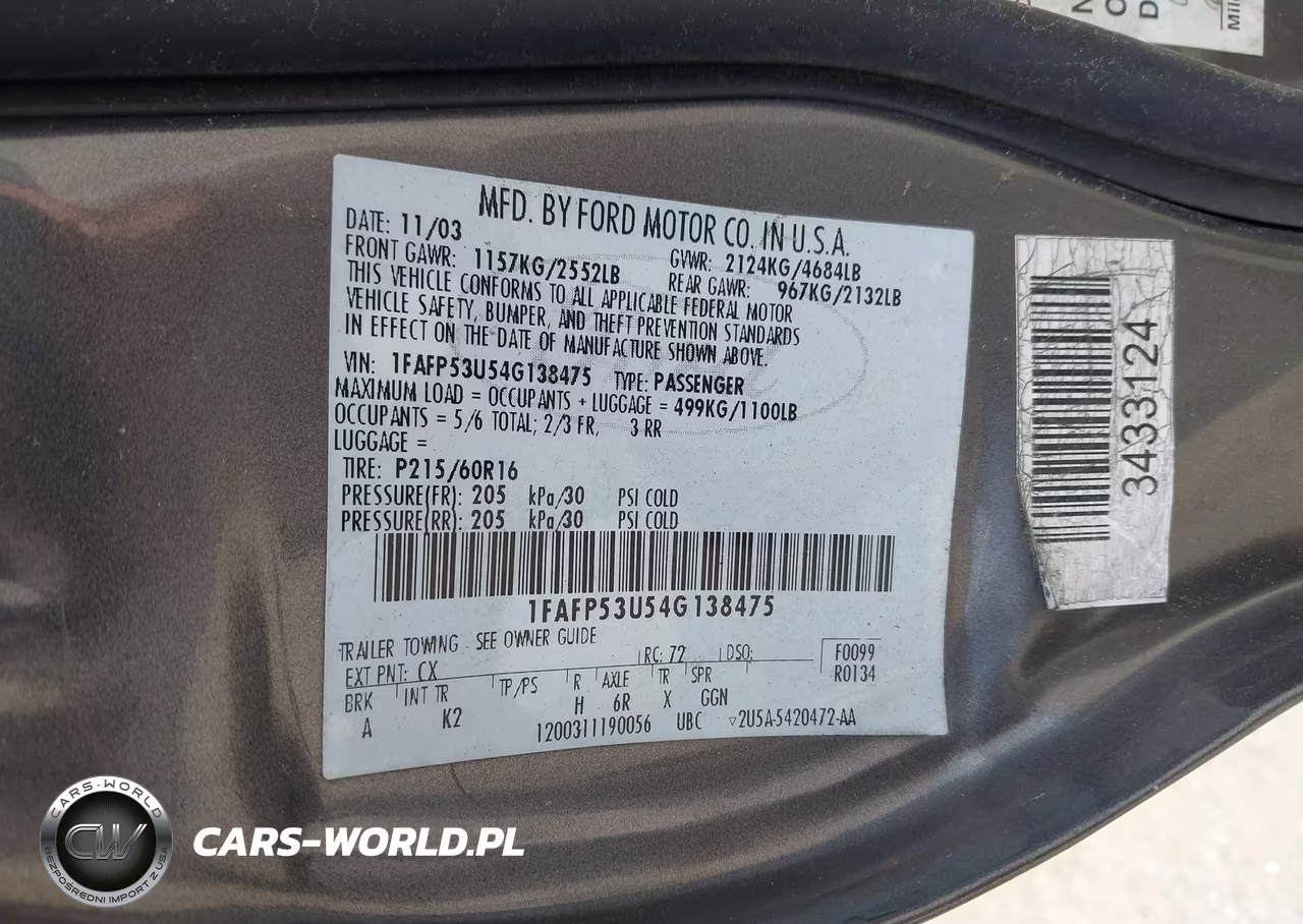 2004 Ford Taurus Se VIN:1FAFP53U54G138475 - 9