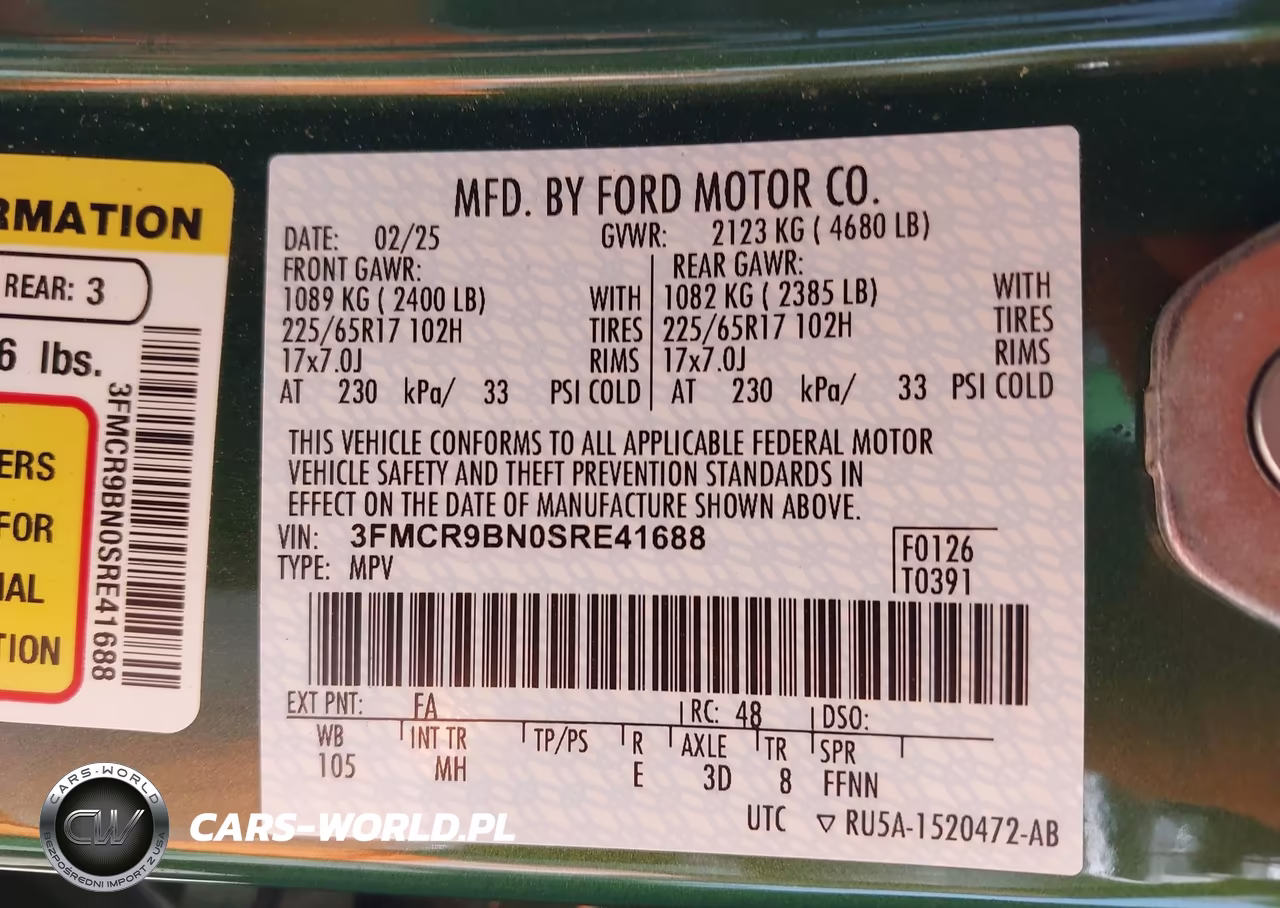 2025 Ford Bronco Sport Big Bend VIN:3FMCR9BN0SRE41688 - 9
