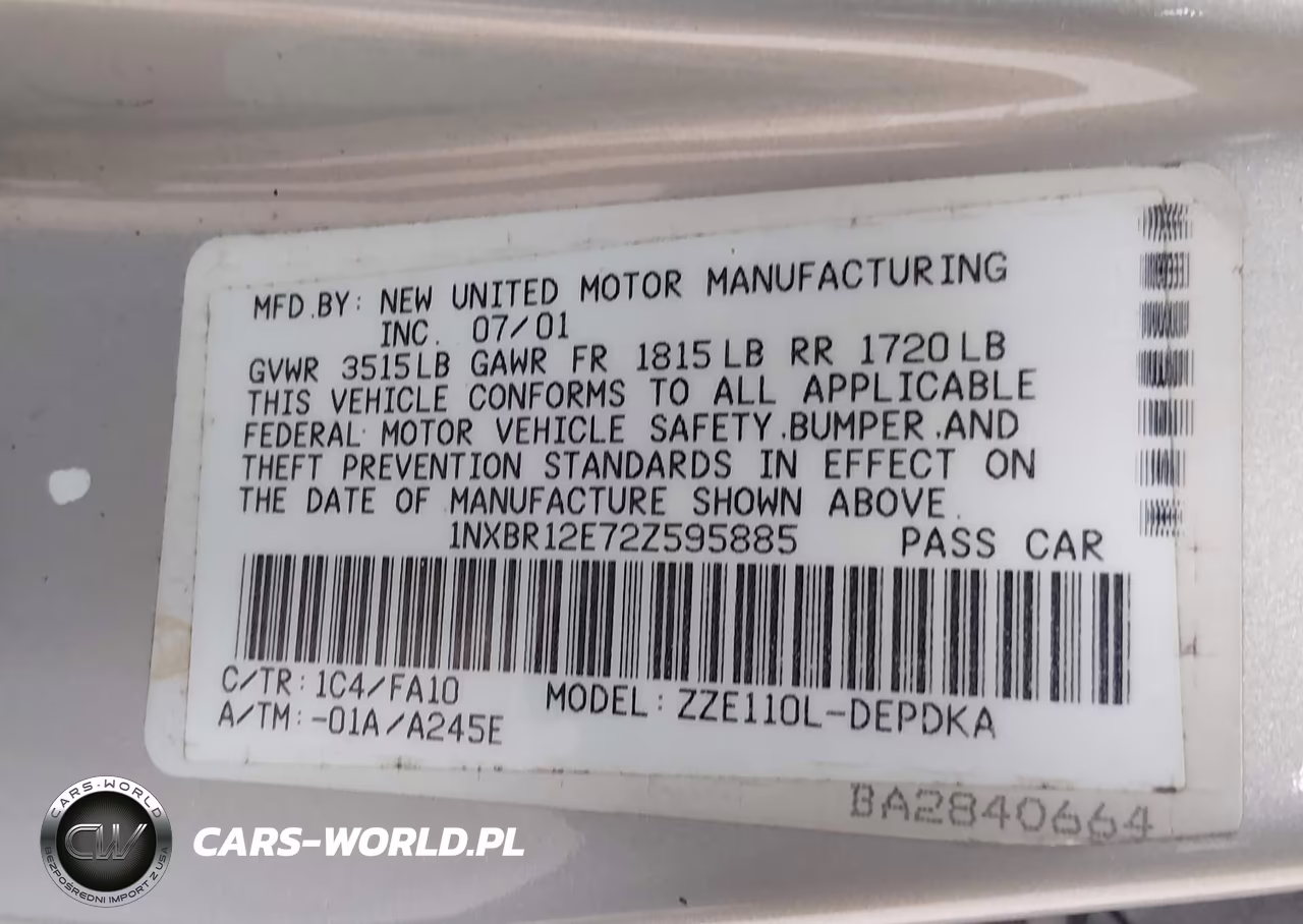 2002 Toyota Corolla Le VIN:1NXBR12E72Z595885 - 9