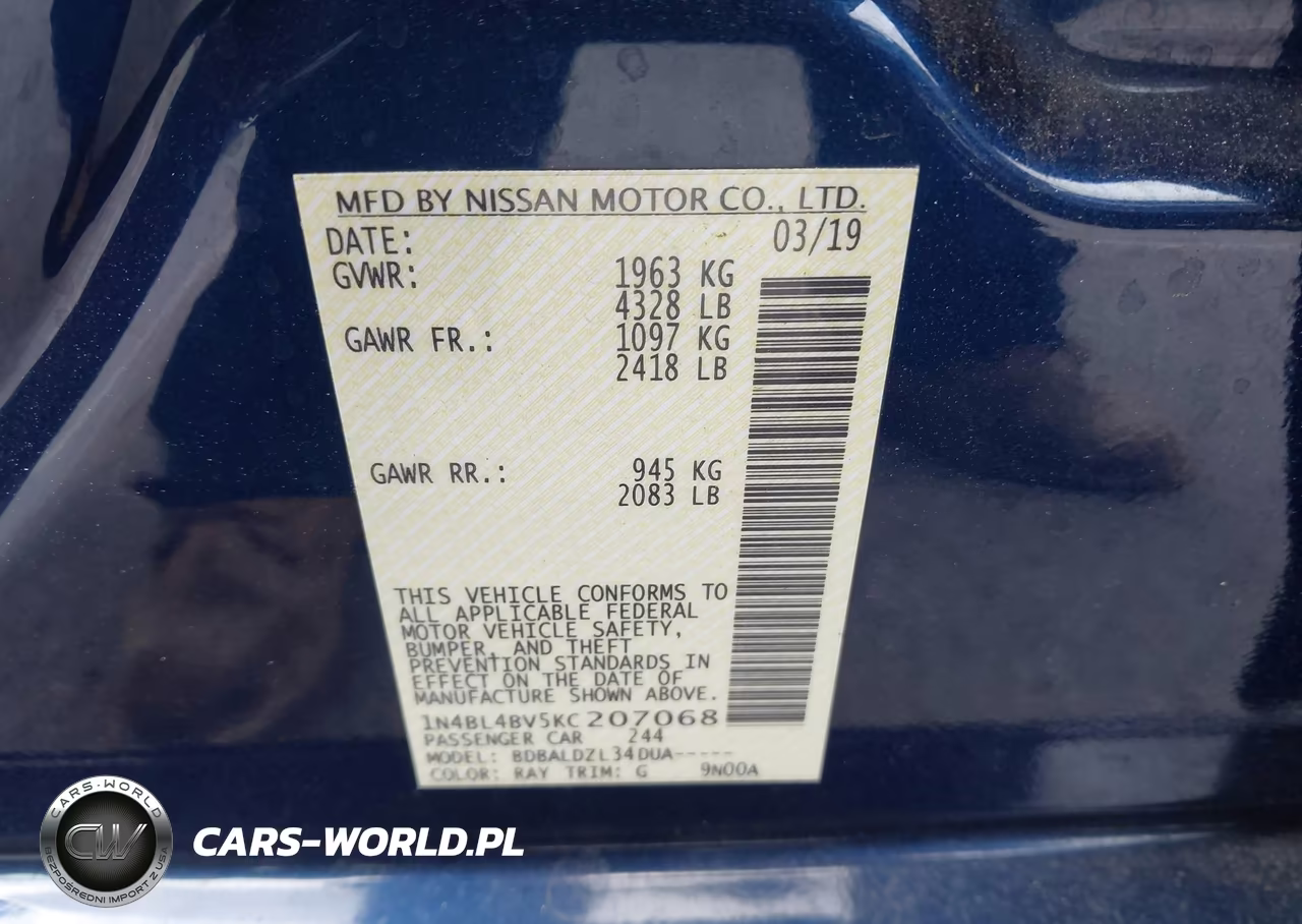 2019 Nissan Altima 2.5 S VIN:1N4BL4BV5KC207068 - 9
