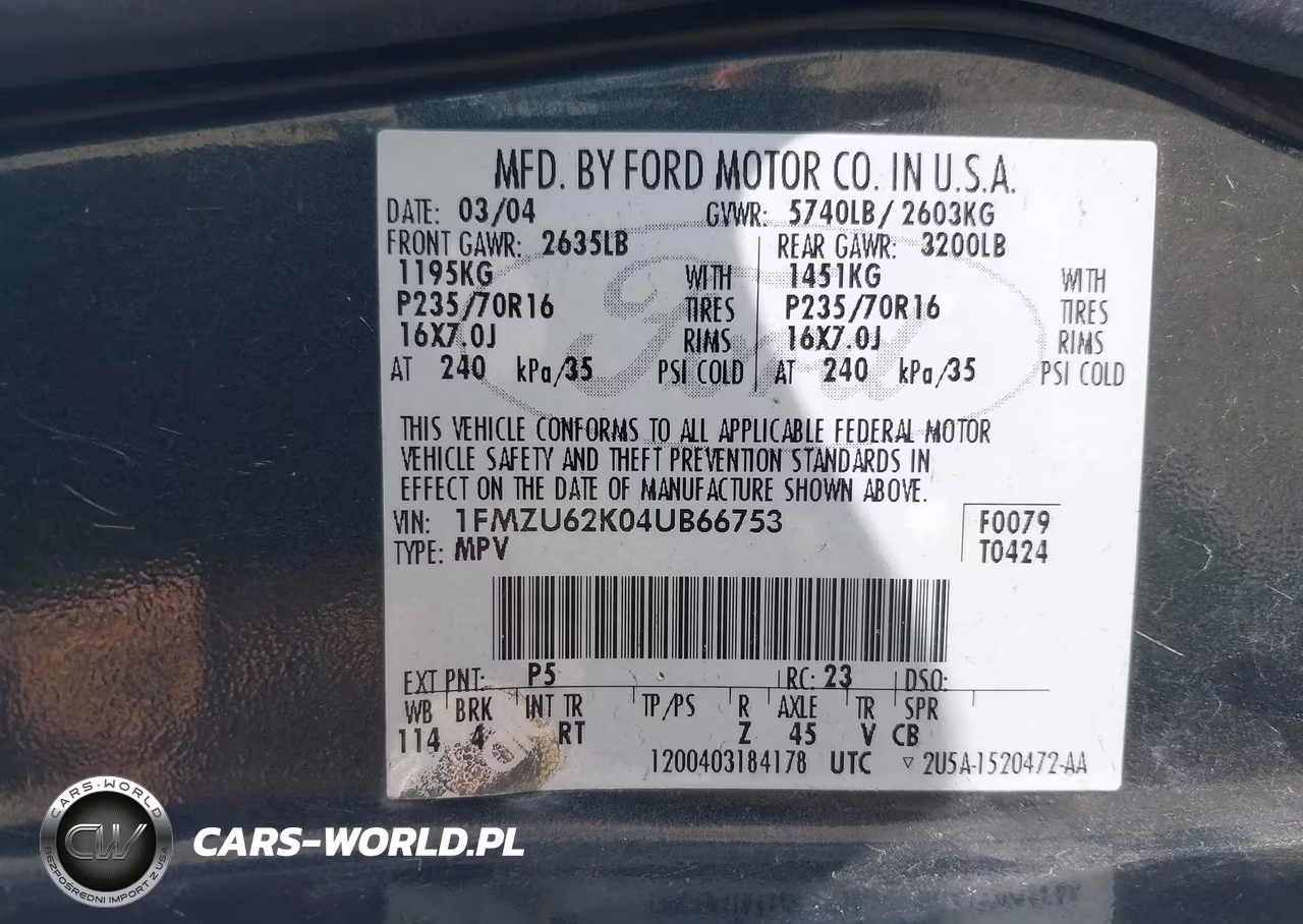 2004 Ford Explorer Xls VIN:1FMZU62K04UB66753 - 9