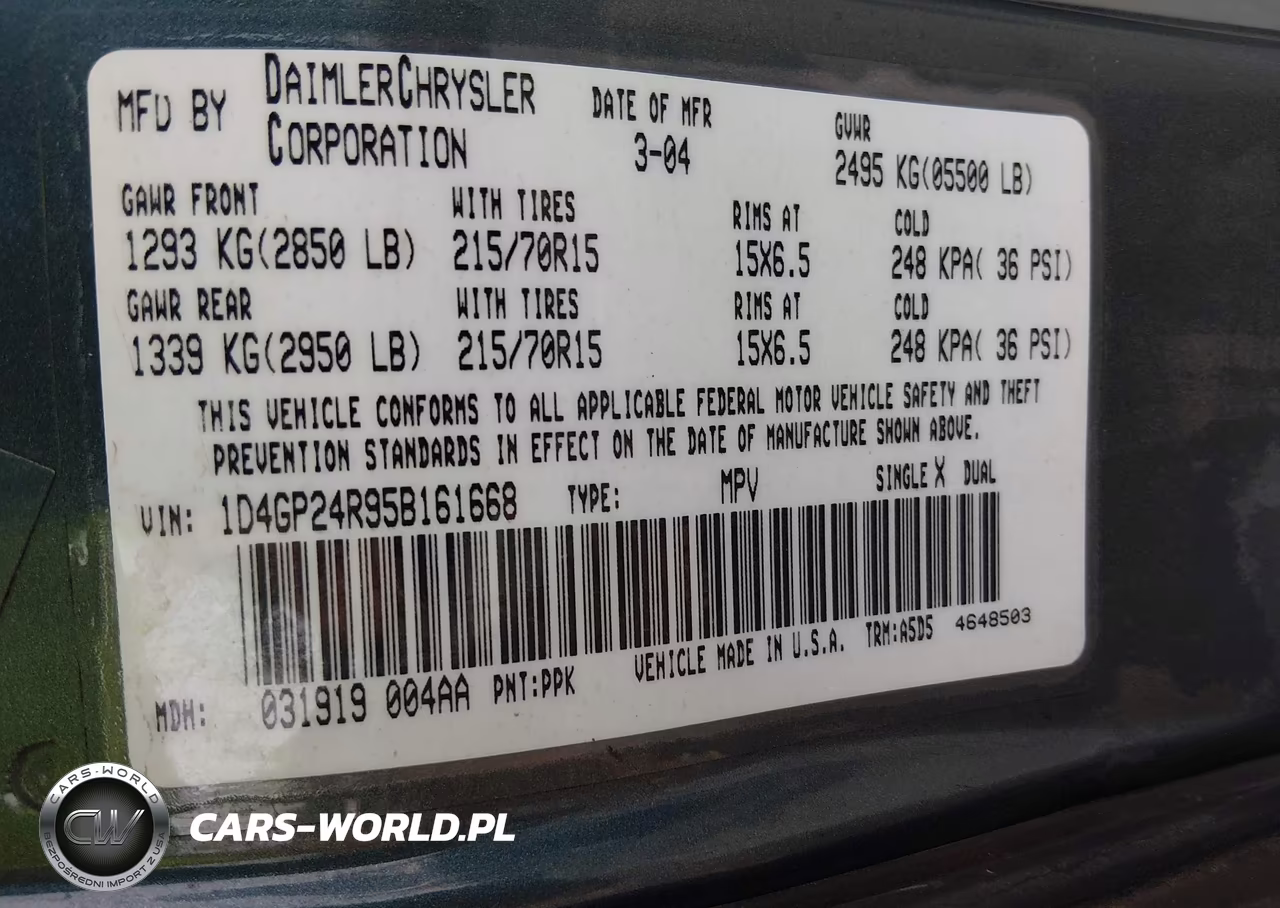 2005 Dodge Caravan Se VIN:1D4GP24R95B161668 - 9