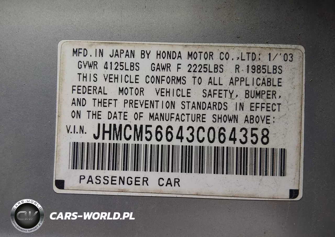 2003 Honda Accord Sdn Ex VIN:JHMCM56643C064358 - 9