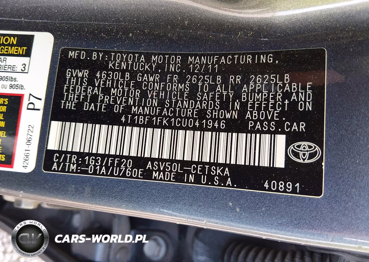 2012 Toyota Camry Se VIN:4T1BF1FK1CU041946 - 9