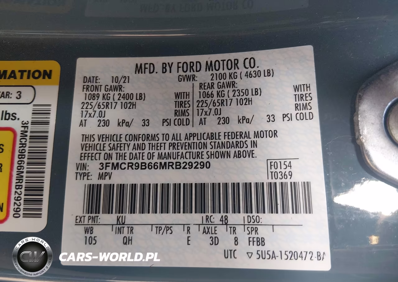 2021 Ford Bronco Sport Big Bend VIN:3FMCR9B66MRB29290 - 9