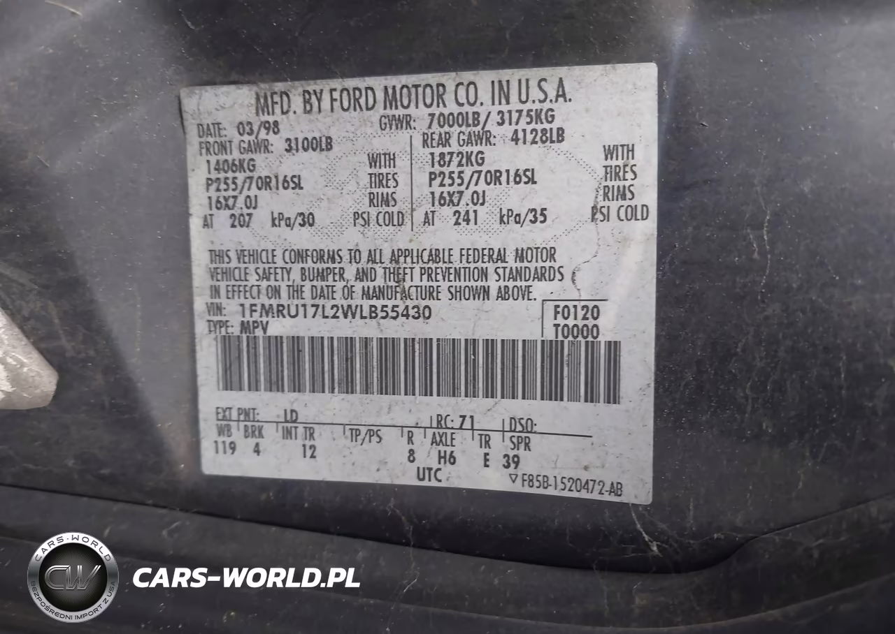 1998 Ford Expedition Eddie Bauer-Xlt VIN:1FMRU17L2WLB55430 - 9