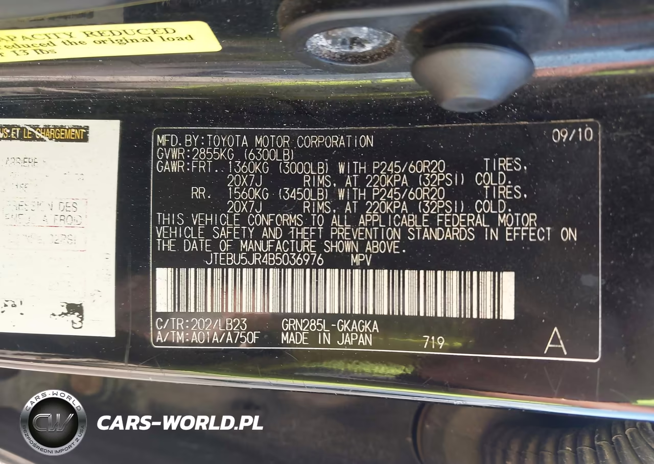 2011 Toyota 4Runner Limited V6 VIN:JTEBU5JR4B5036976 - 9