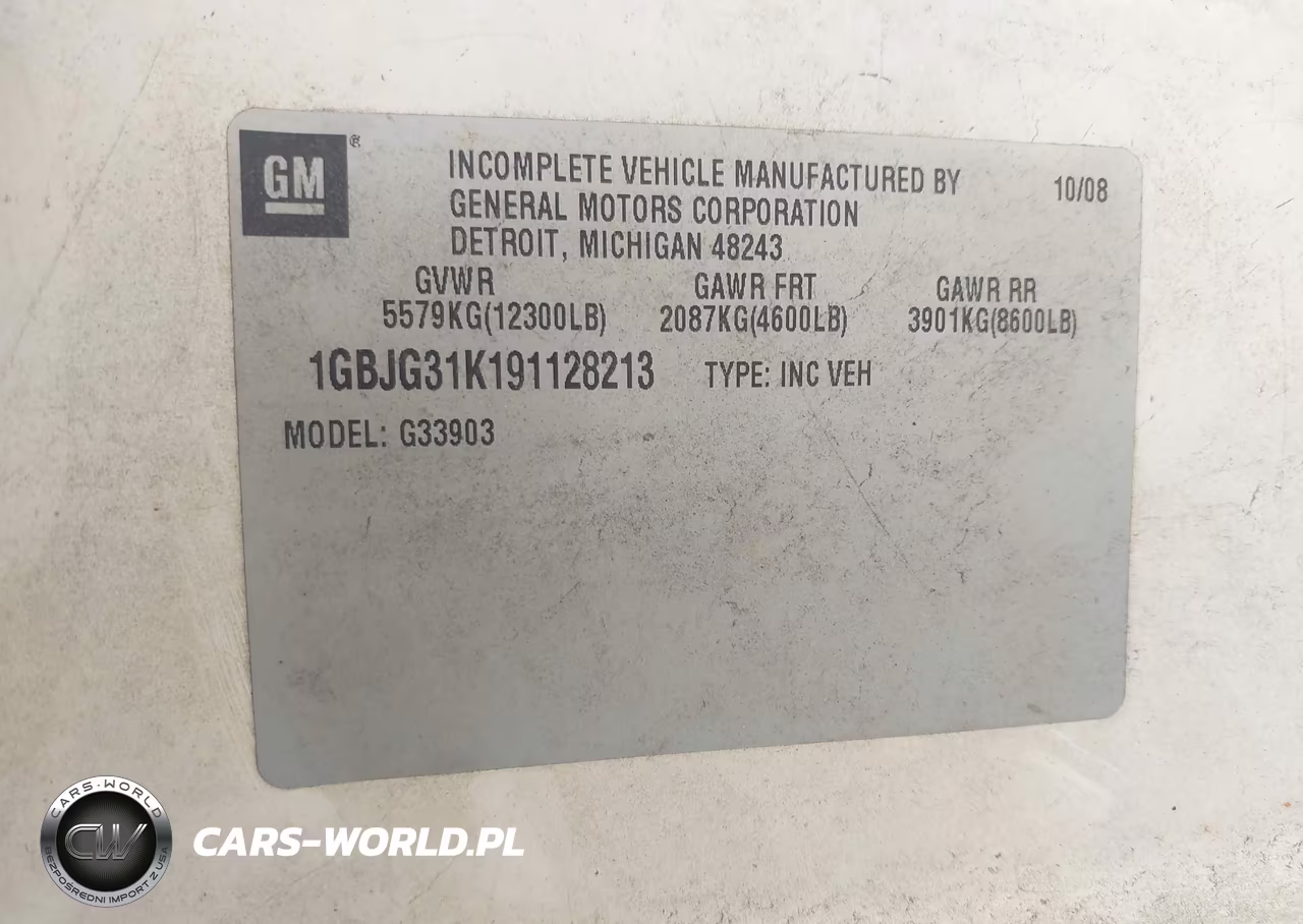 2009 Chevrolet Express Cutaway Work Van VIN:1GBJG31K191128213 - 8