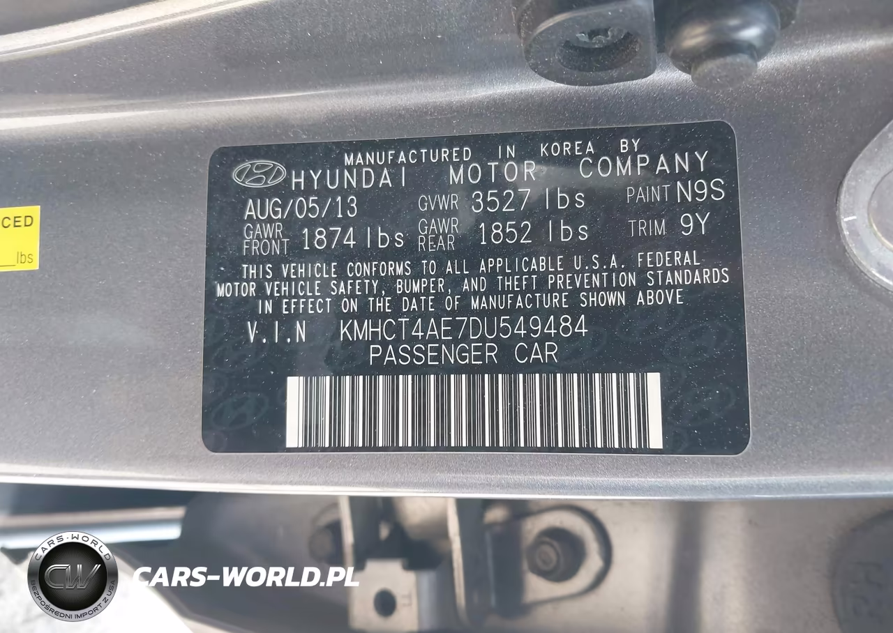 2013 Hyundai Accent Gls VIN:KMHCT4AE7DU549484 - 9