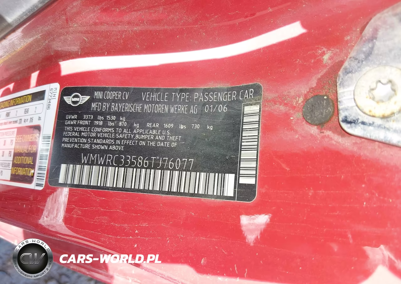 2006 Mini Cooper VIN:WMWRC33586TJ76077 - 9
