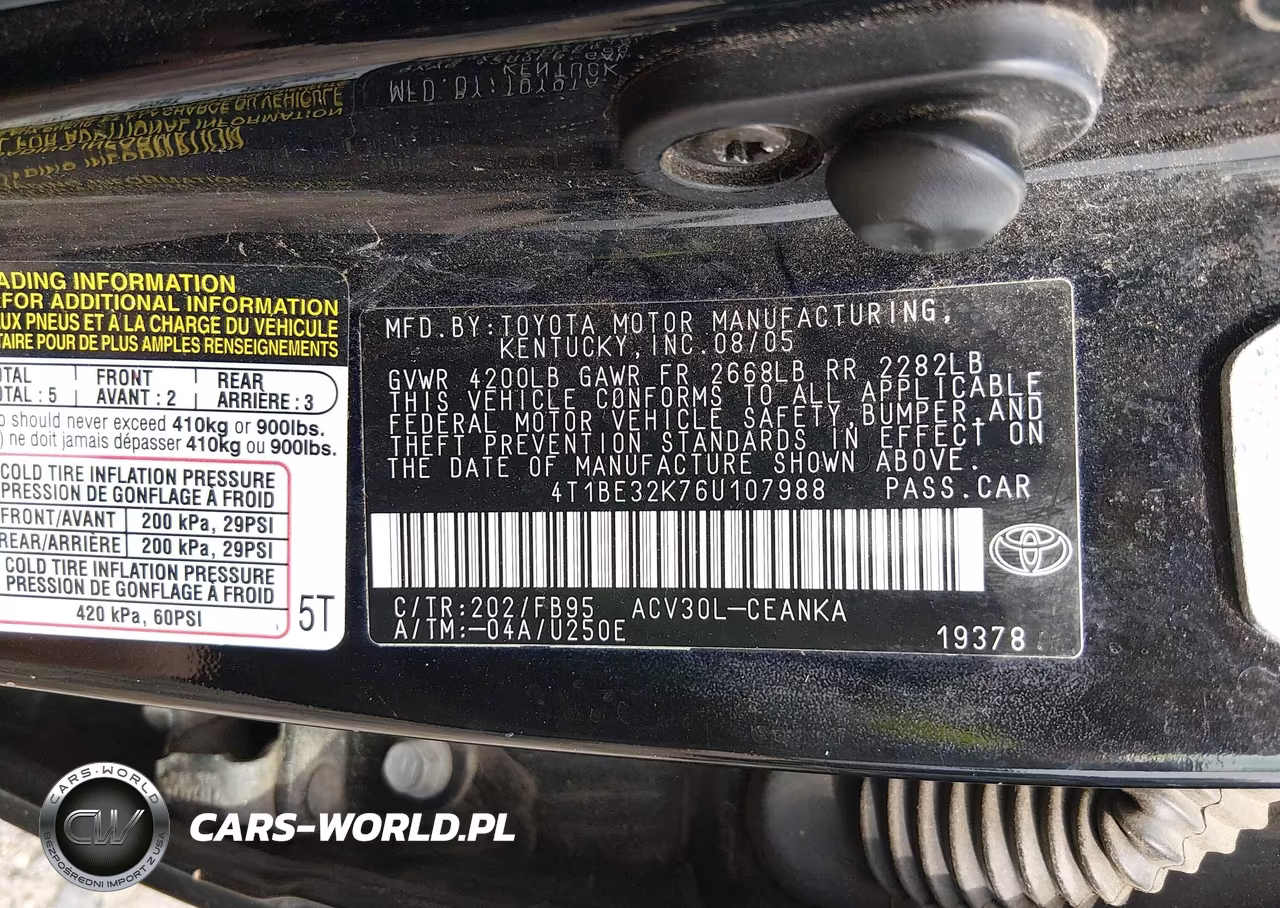 2006 Toyota Camry Std VIN:4T1BE32K76U107988 - 9