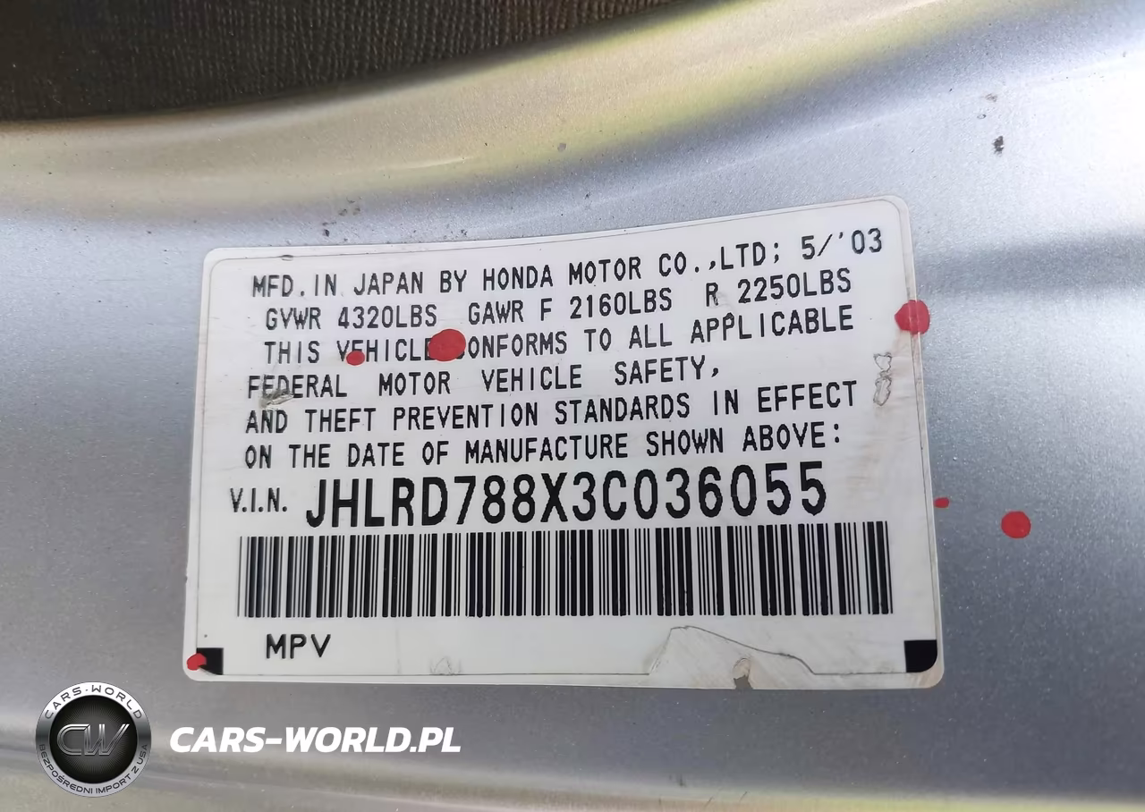 2003 Honda Cr-V Ex VIN:JHLRD788X3C036055 - 9