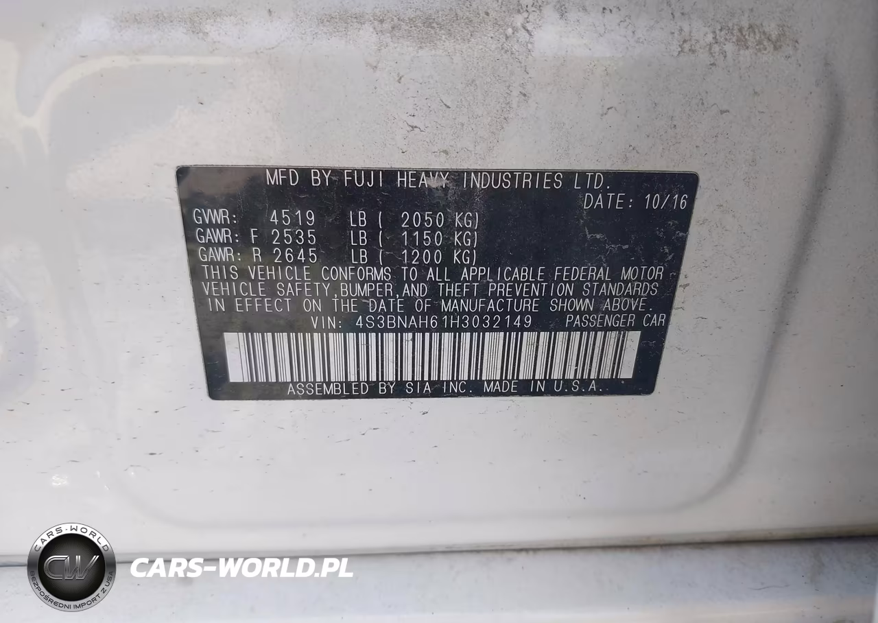 2017 Subaru Legacy 2.5I Premium VIN:4S3BNAH61H3032149 - 9