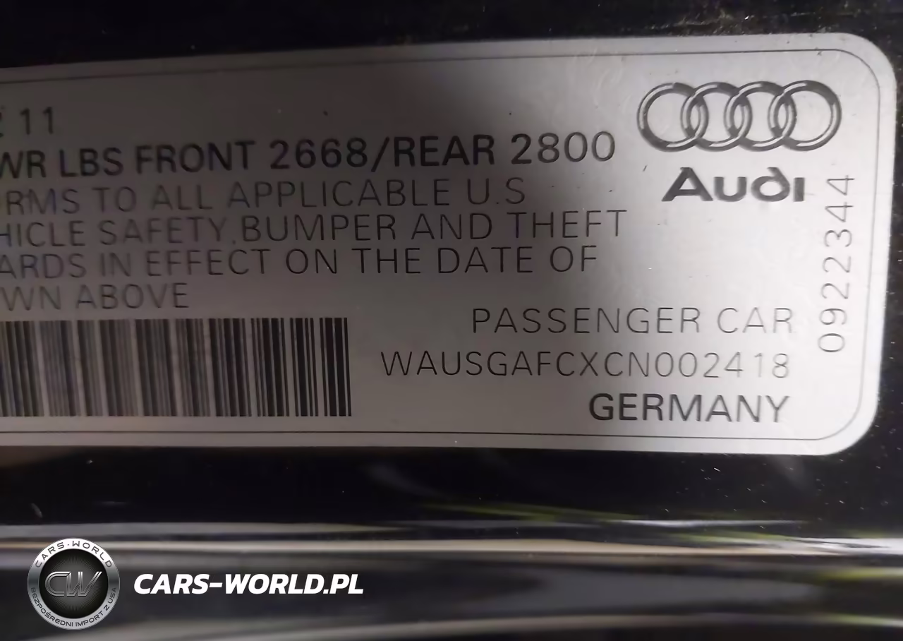 2012 Audi A7 3.0 Prestige VIN:WAUSGAFCXCN002418 - 9