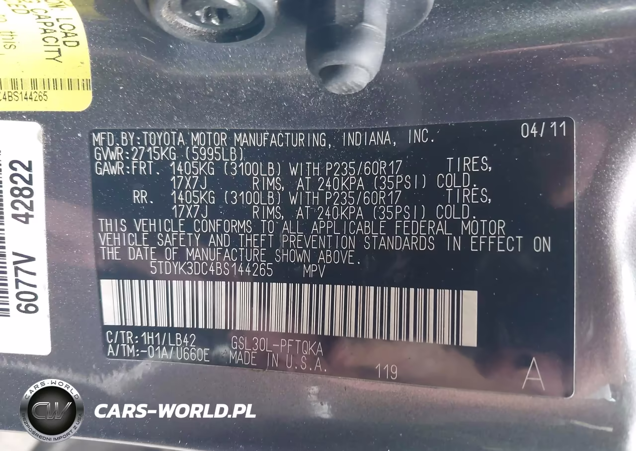 2011 Toyota Sienna Xle V6 Auto Access Seat VIN:5TDYK3DC4BS144265 - 9